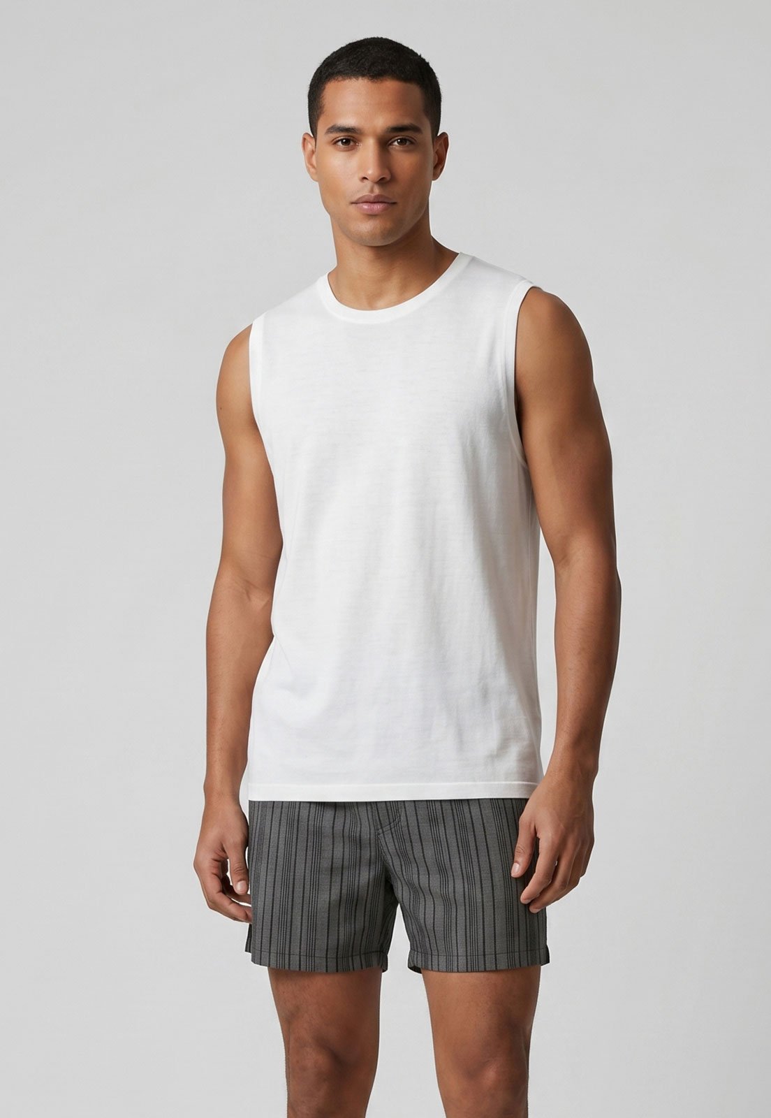 Conjunto de Pijama Masculino Hering Regata e Bermuda Branco