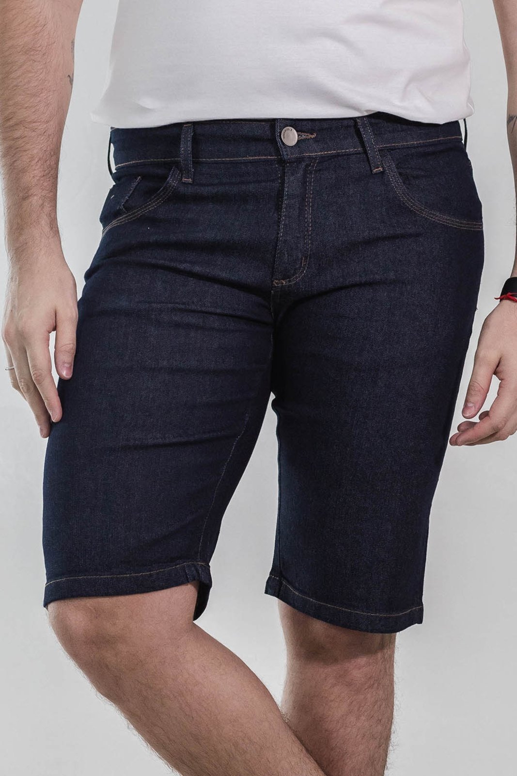 Bermuda Jeans Masculino Skinny Azul Escuro Elastano Anticorpus