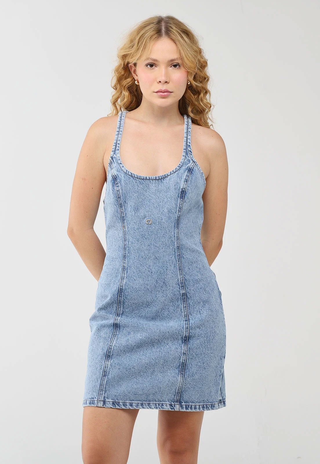 Vestido Feminino Colcci Jeans Lavagem Clara Azul