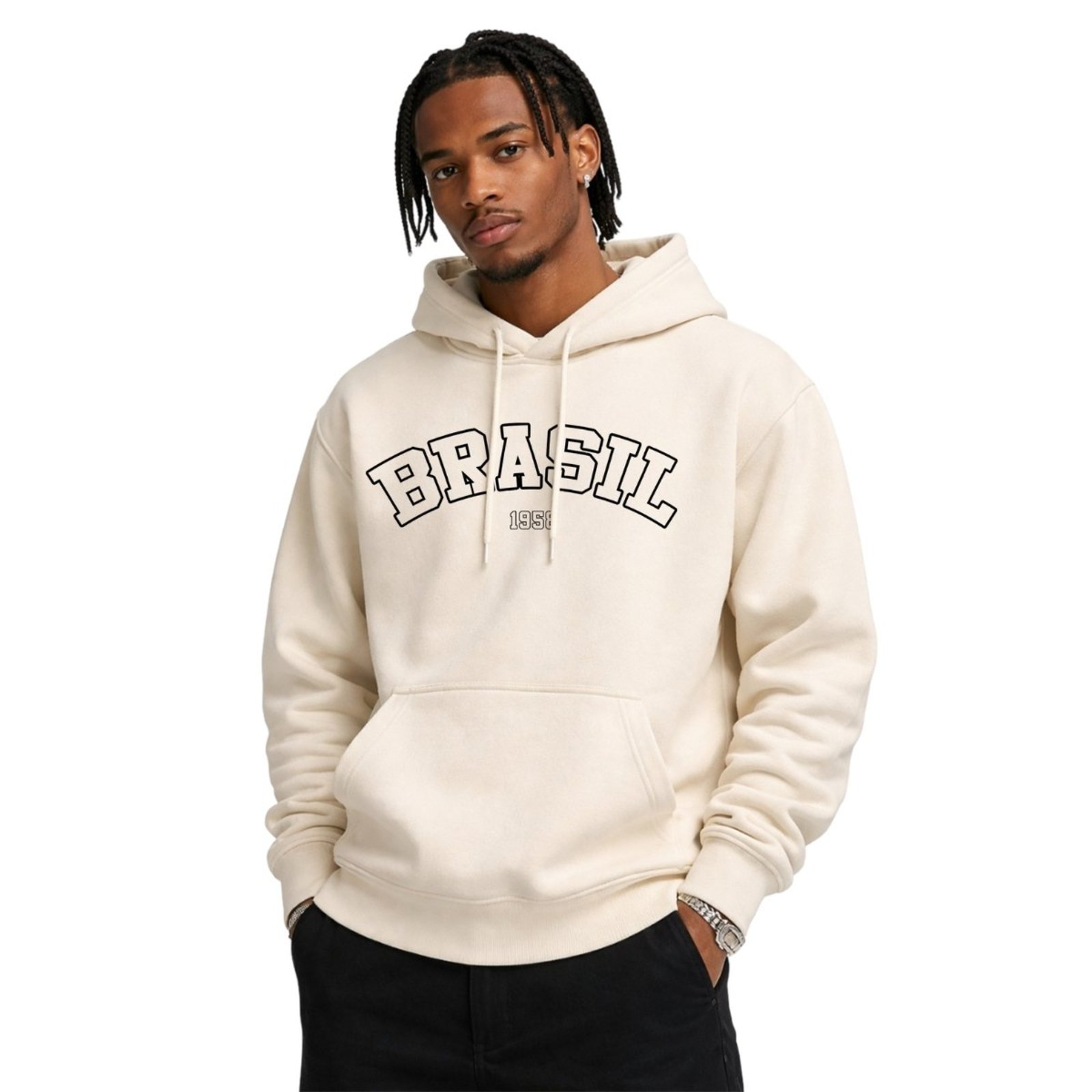 Moletom Com Capuz Masculino Brasil 1958 Casaco Street Casual Premium