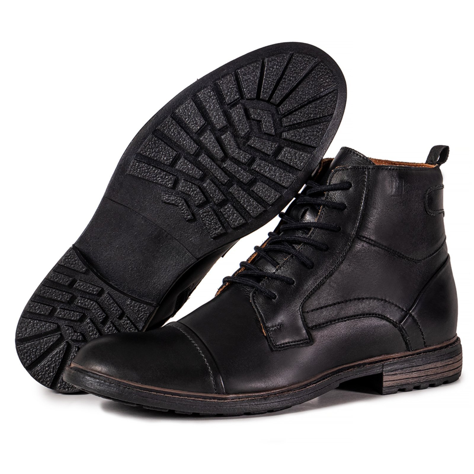 Bota Coturno Masculino em Couro Conforto Zafrem Preto