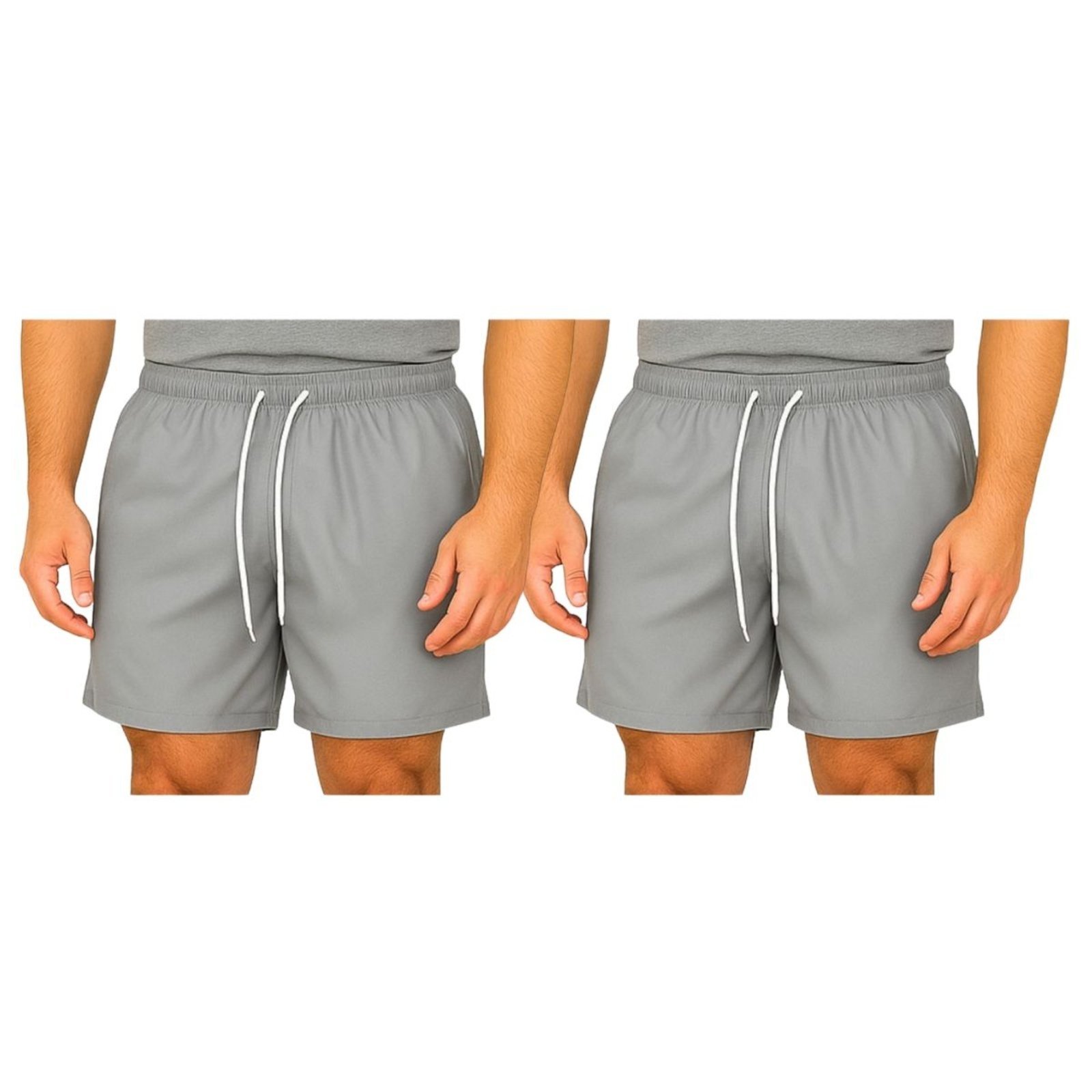 Kit 2 Bermudas Tactel Masculina FMF Esportiva Academia Praia Casual Cinza