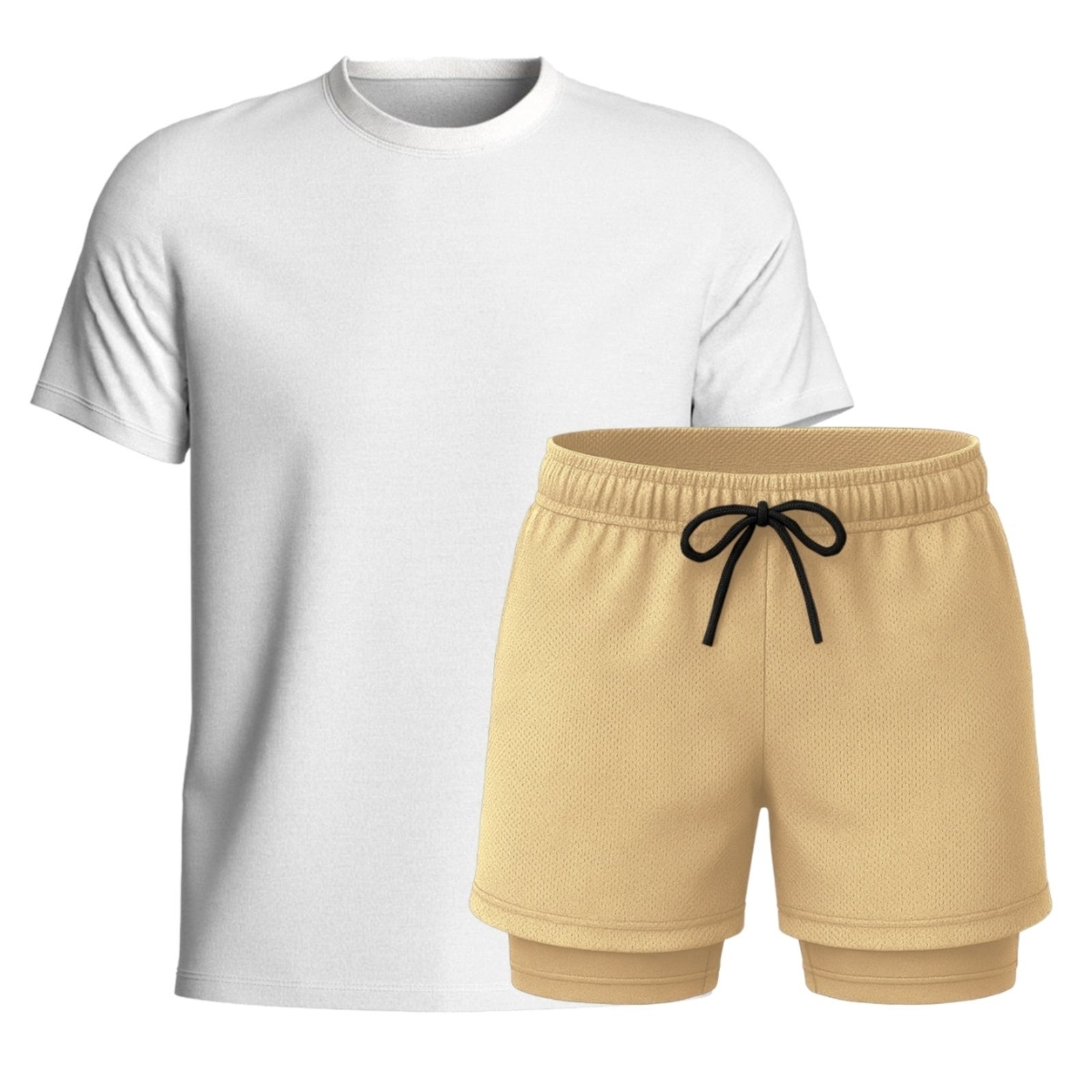 Conjunto Masculino Camiseta Algodão e Short Térmico Dryfit Liso