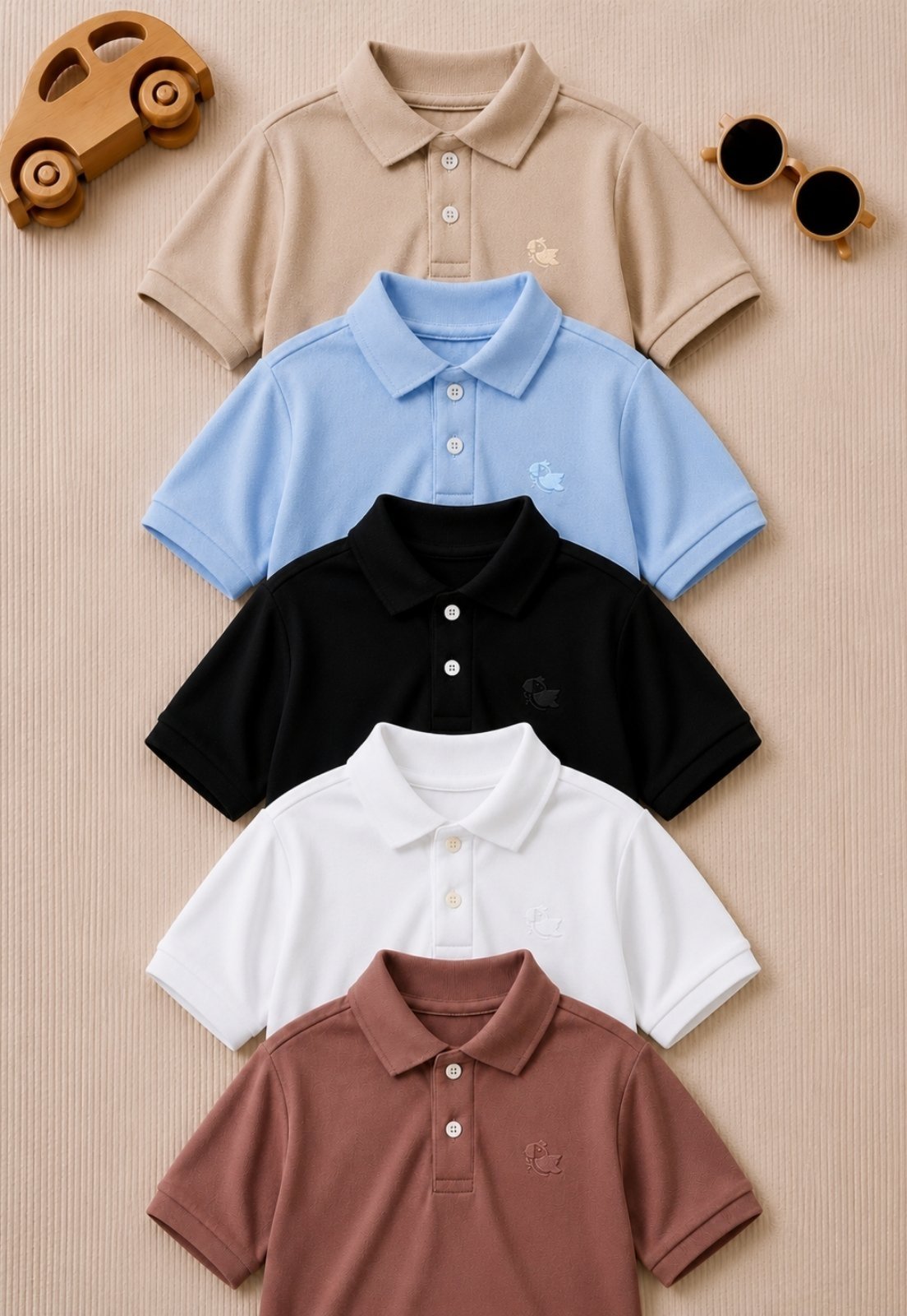 Infantil - Kit 5 Camisa Polo Menino Daze Modas Marrom Preta Azul Branca Bege