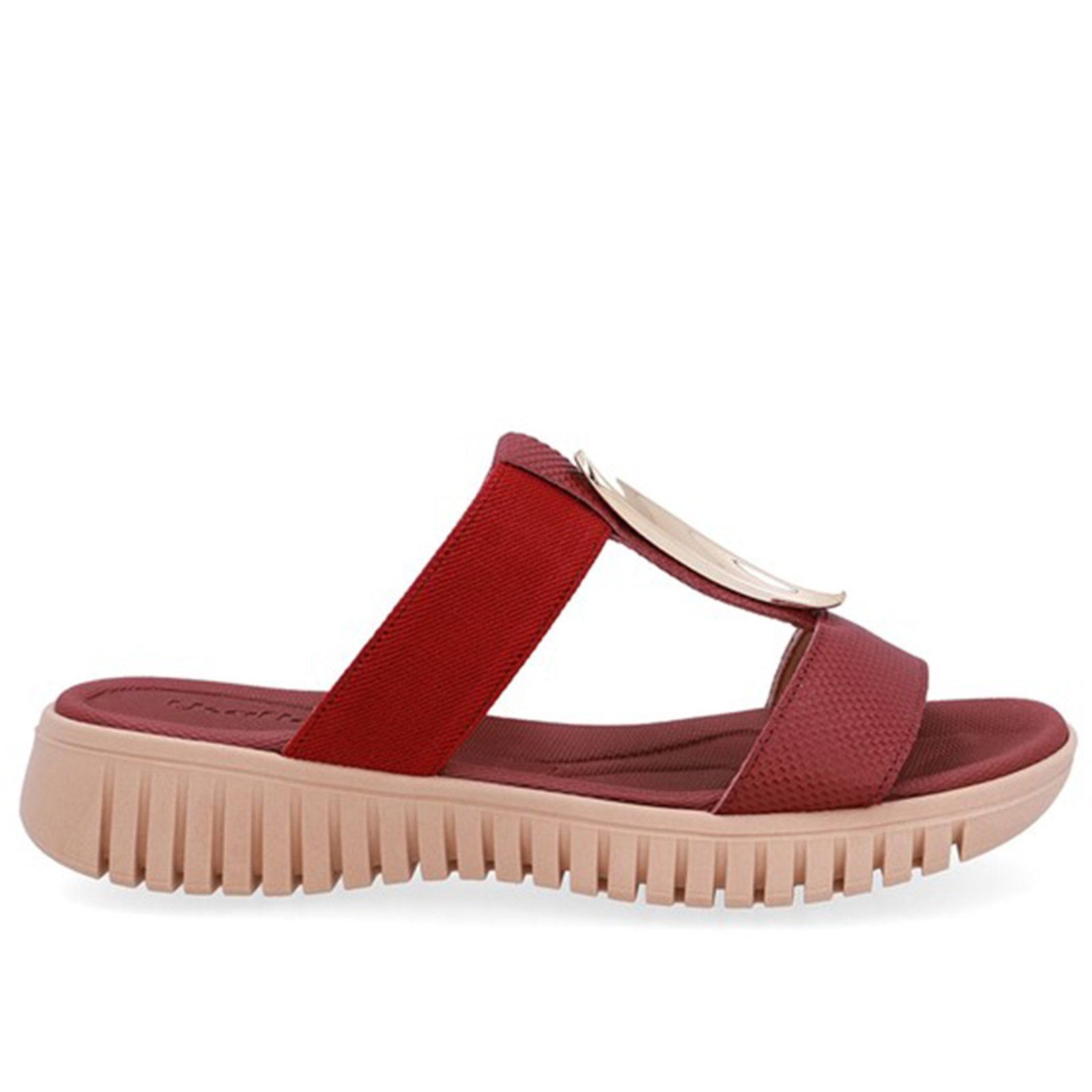 Tamanco Salto Baixo Couro Enfeite Dourado Usaflex Pinhao – 004
