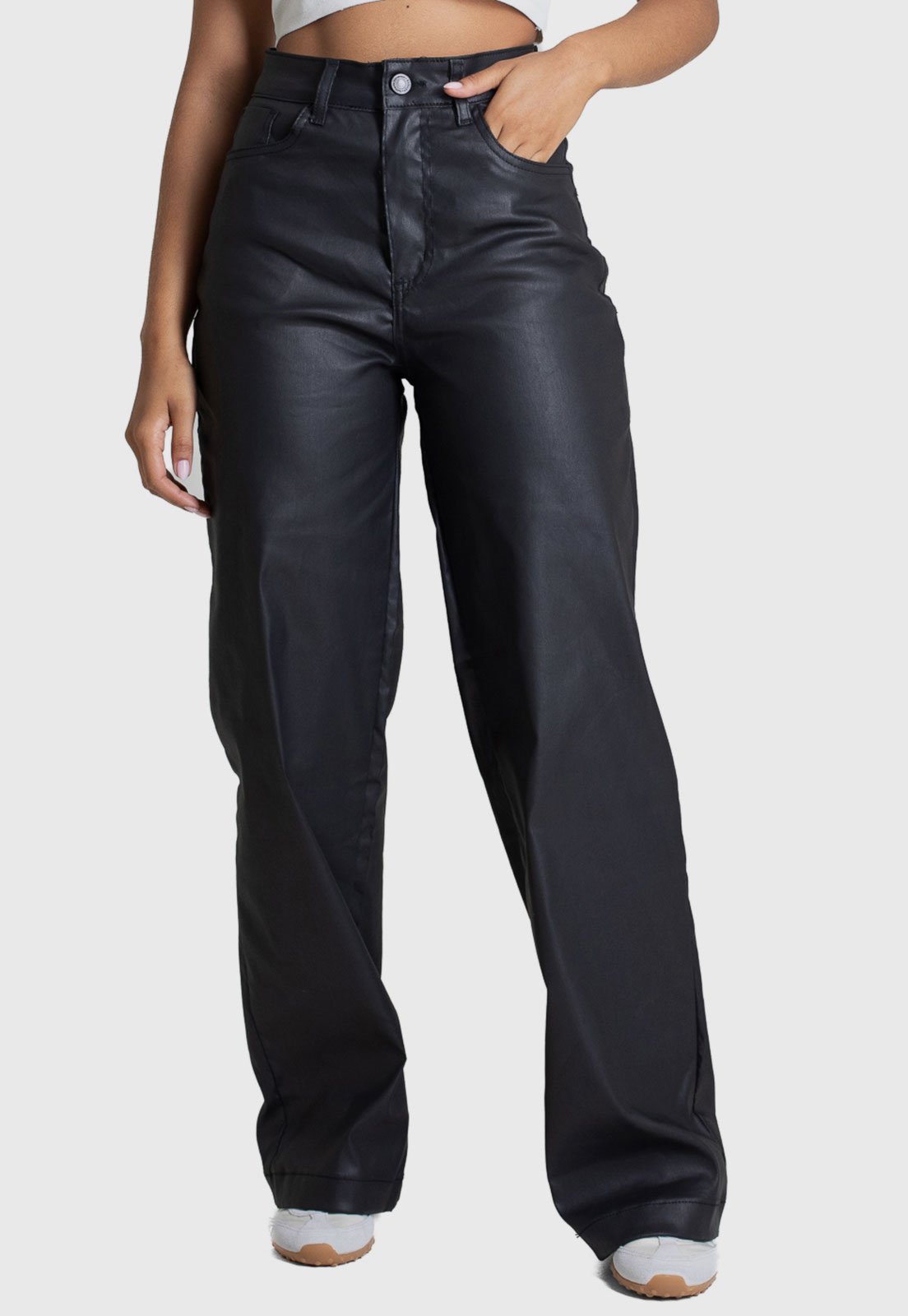 Calça Feminina Sawary Cintura Alta Wide Leg Preta