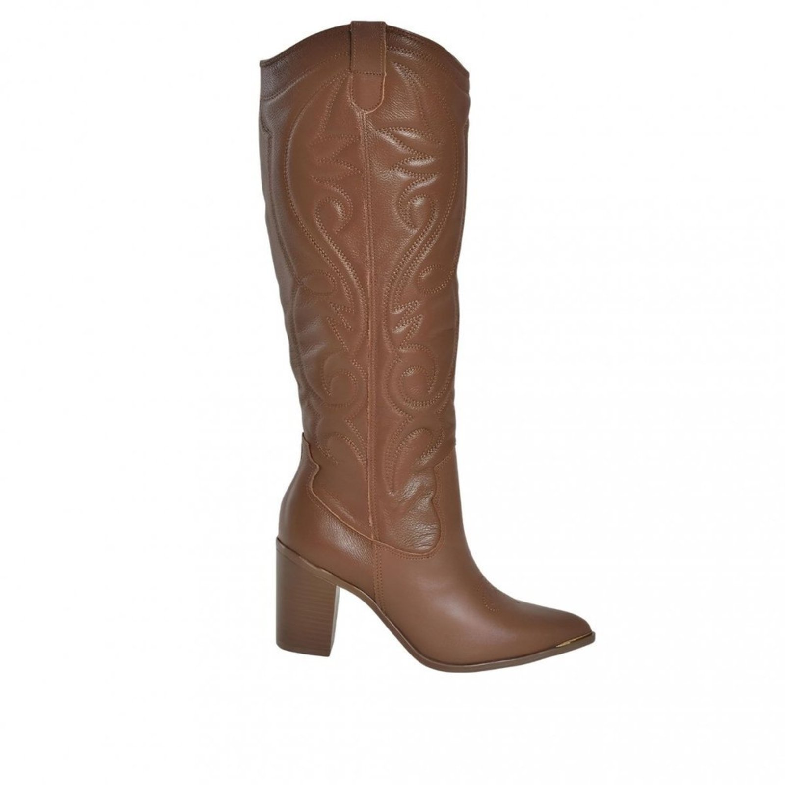 Bota Feminina Western Via Marte em Couro 079-012 Via Marte Marrom