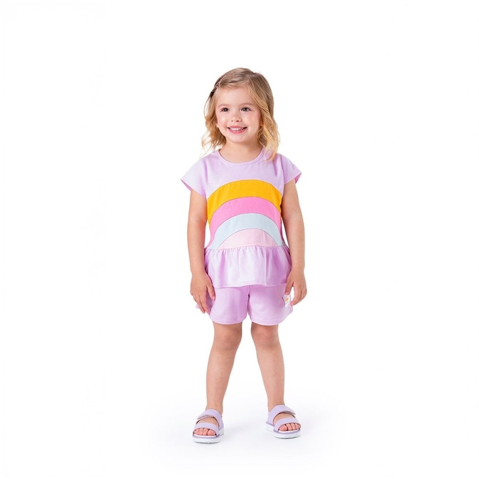 Infantil - Conjunto Curto Arco-iris Menina Marisol