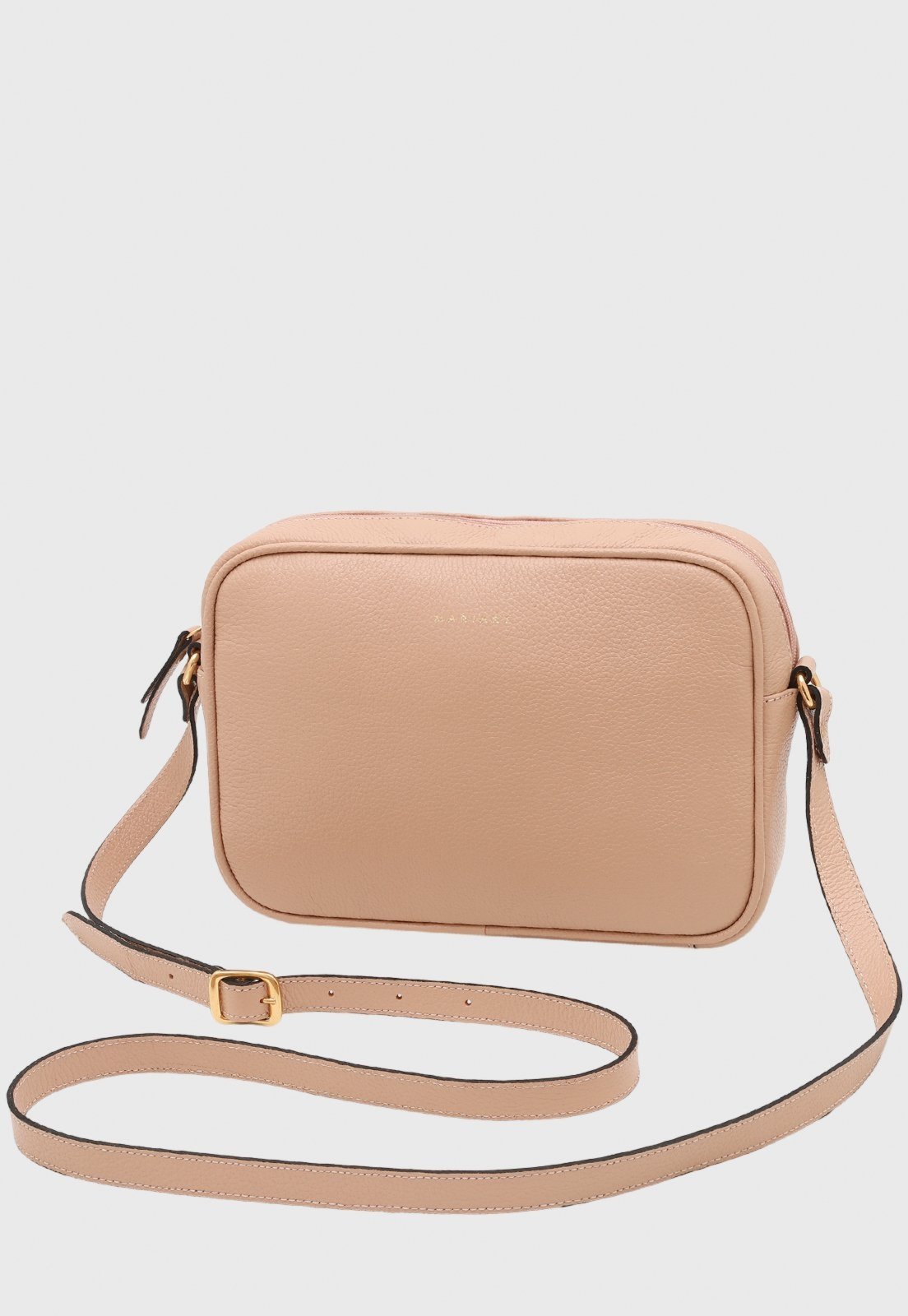 Vista 2 Bolsa Transversal Couro Mariart Maxi Jeri Creme bege Mariart bege