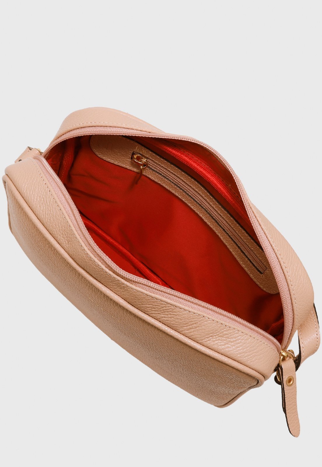 Vista 3 Bolsa Transversal Couro Mariart Maxi Jeri Creme bege Mariart bege
