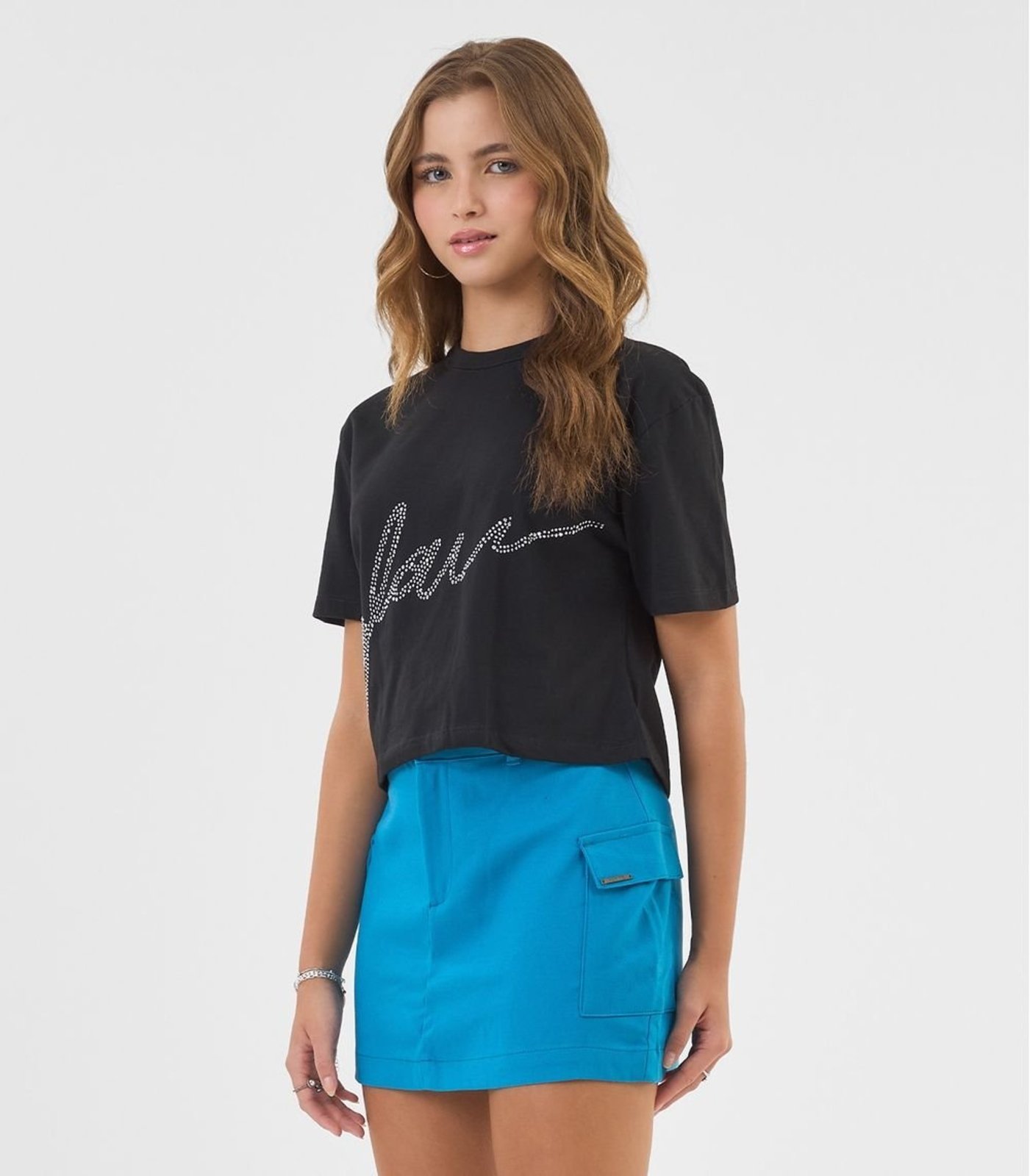 Infantil - T- Shirt Juvenil Manga Curta em Meia Malha Minty Preto