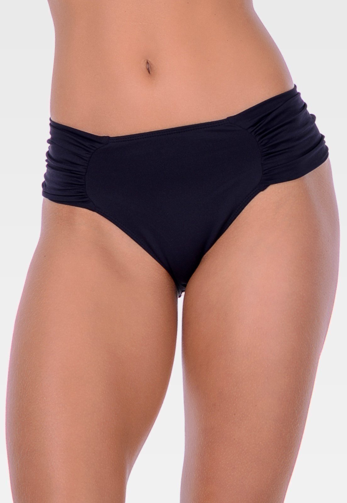 Calcinha Summer Soul Cós Alto Com Lateral Franzida Preta