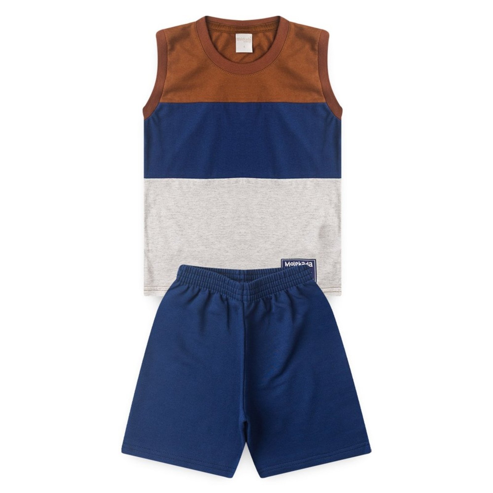 Vista 3 Infantil - Conjunto Verão Menino Regata com Recortes e Bermuda Future Molekada verde Molekada verde