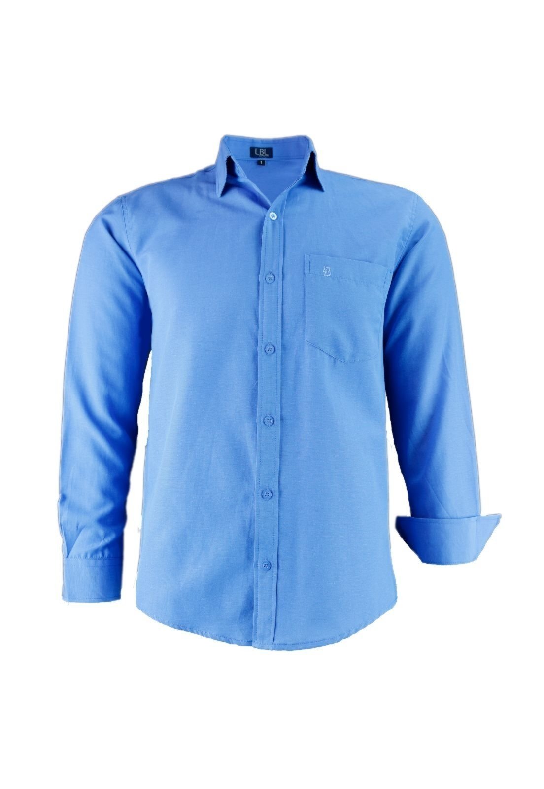 Camisa Manga Longa Lbl Classica Tecido Misto Azul 3006