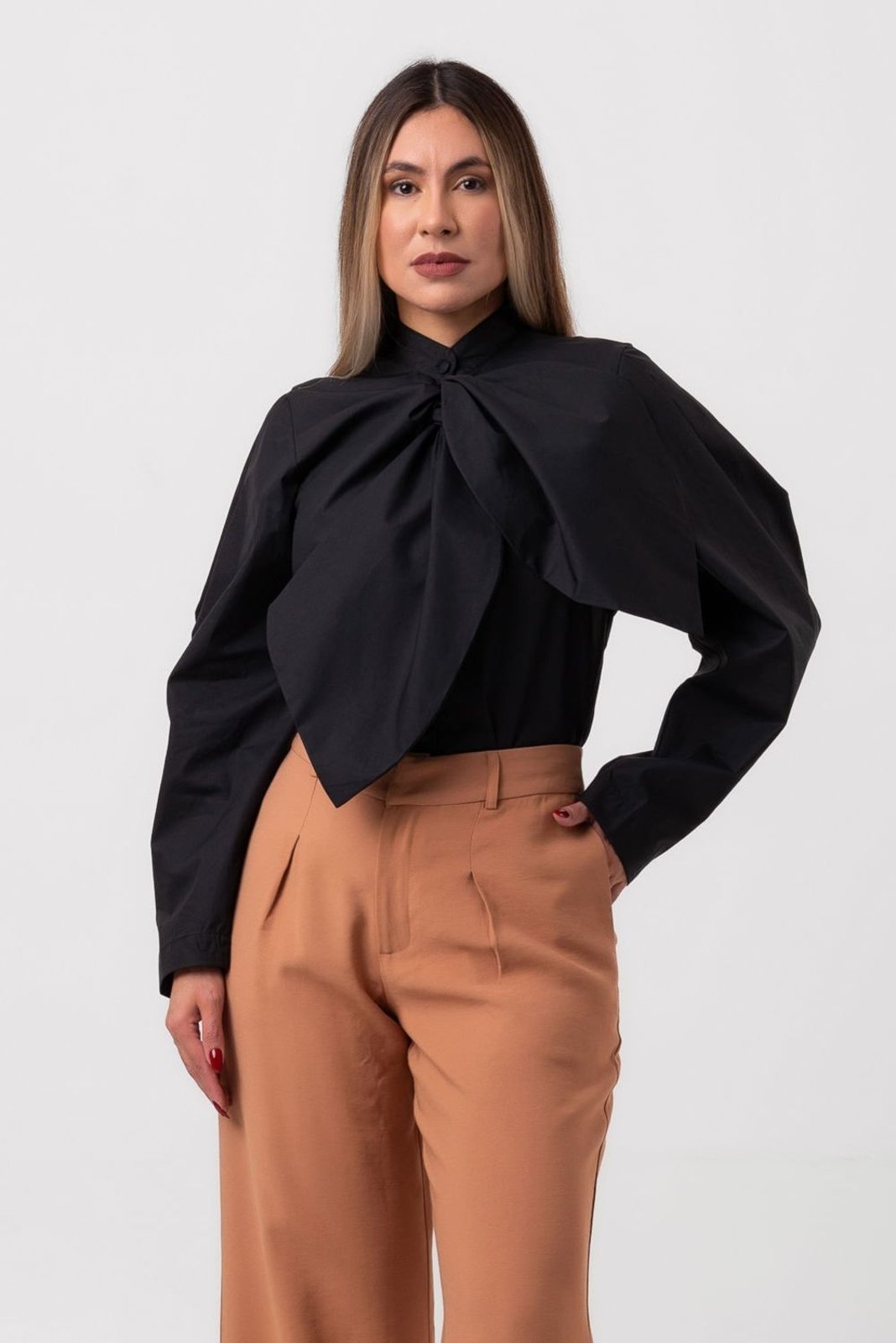 Camisa laço manga longa preta labrava