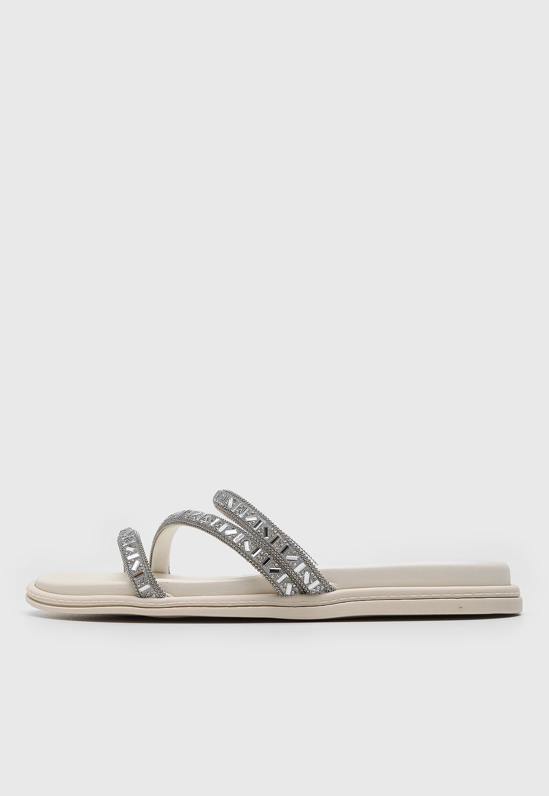Rasteira Aberta Beira Rio Pedrarias Off-White