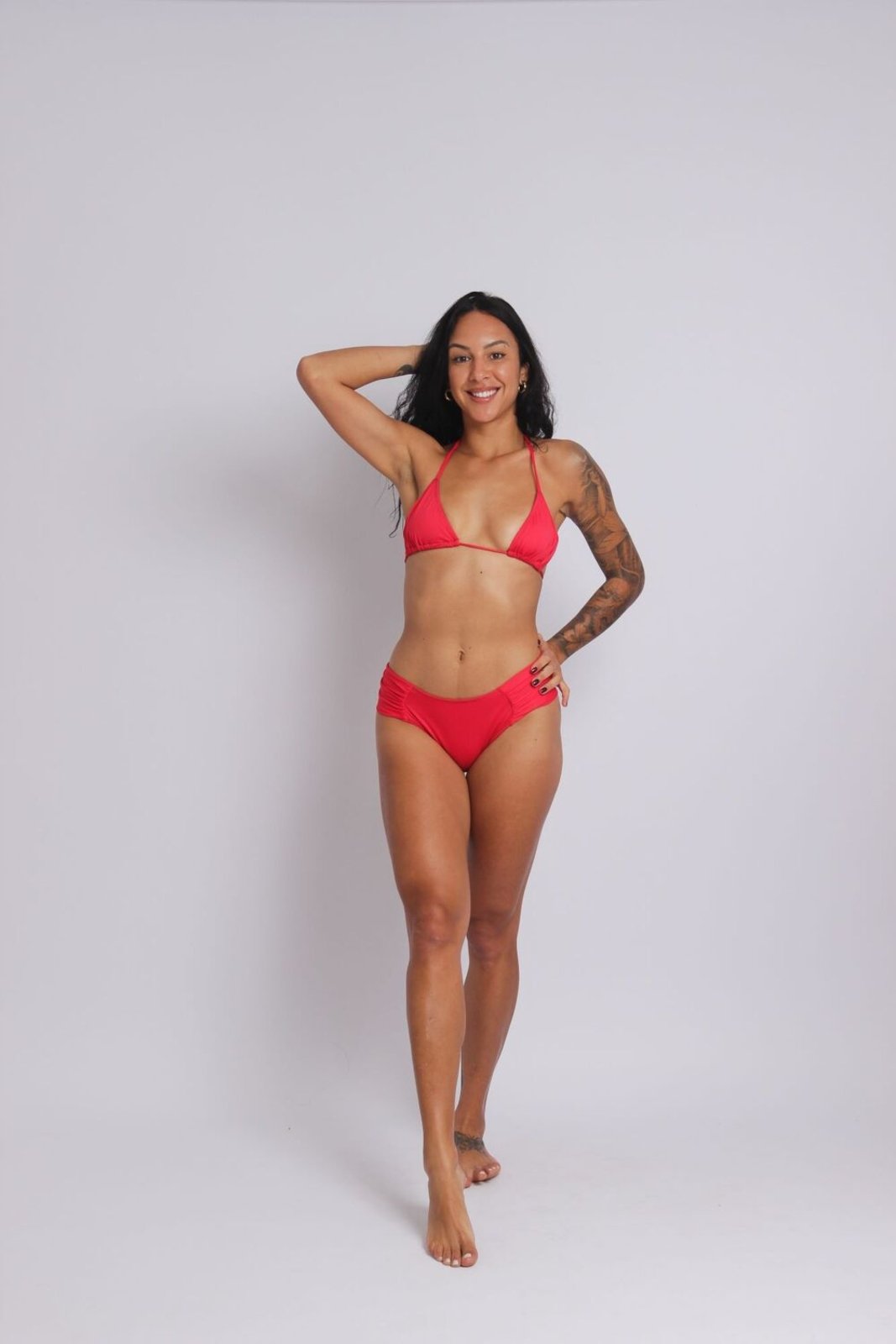 2405 – Calcinha do Biquíni Com Lateral Larga Franzida Vermelho – Duna Casual