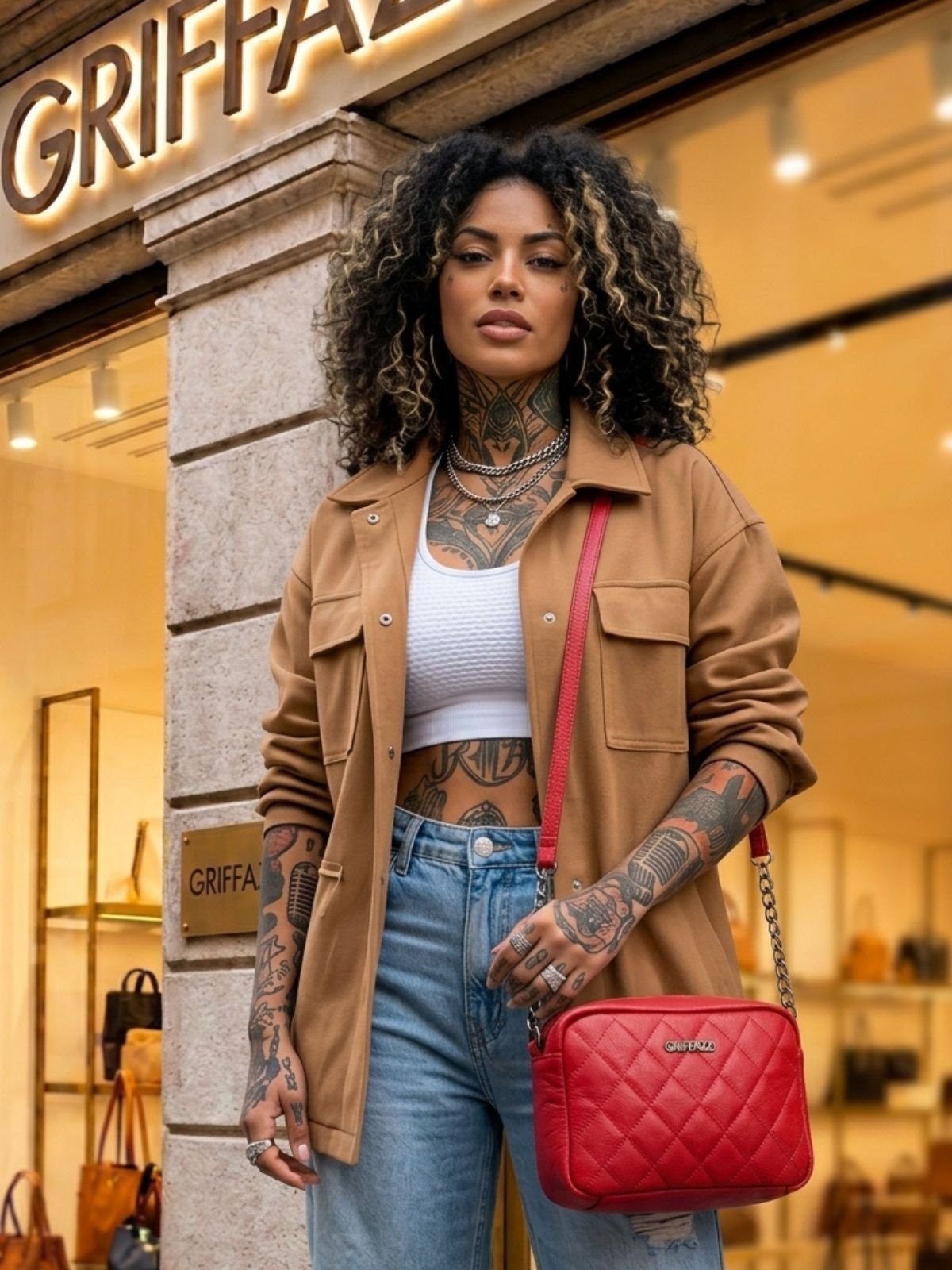 Bolsa de Couro Griffazzi Vermelha