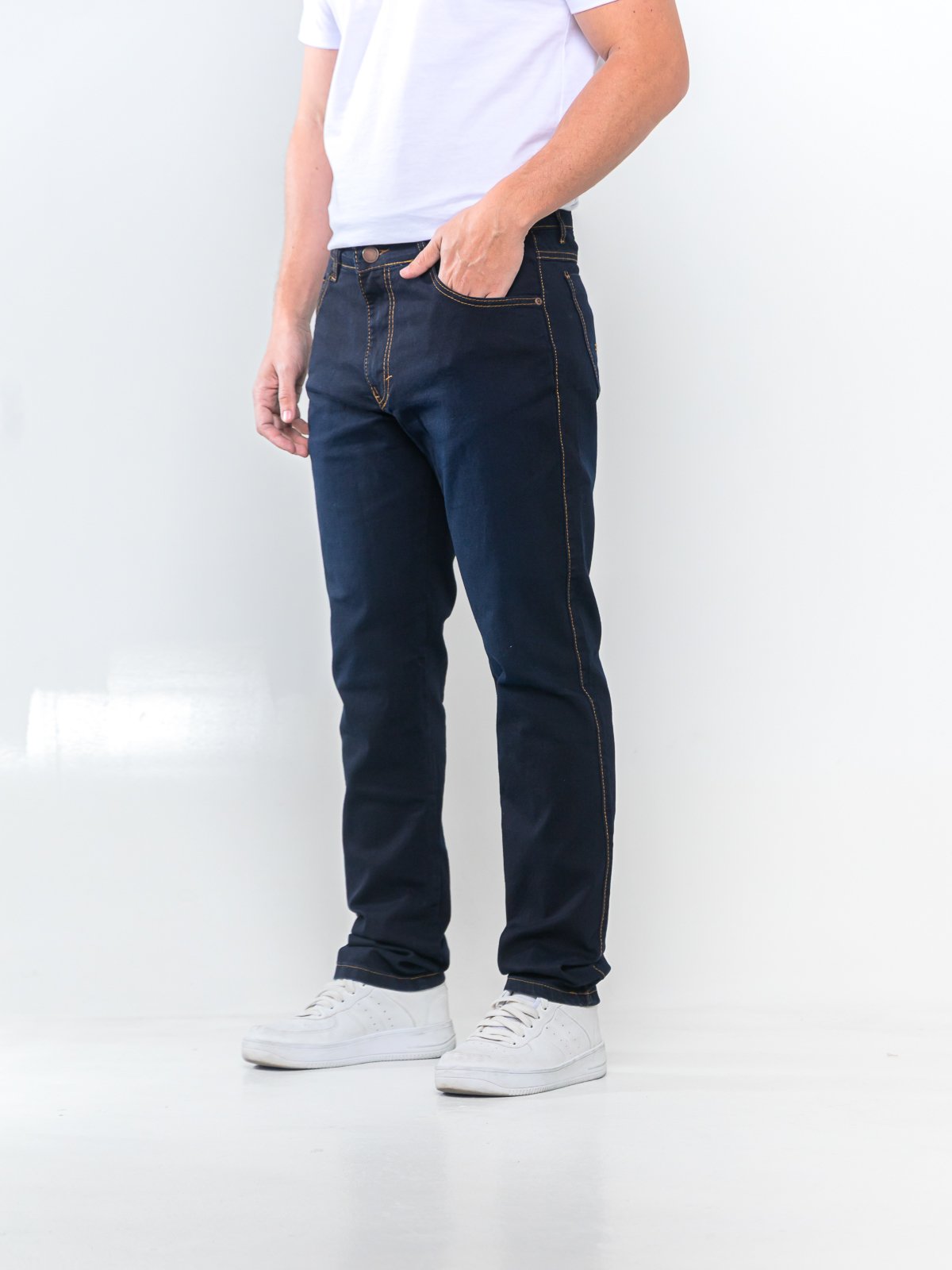 Calça Jeans Masculina Alpha Street Wear Básica e Confortável Azul Escuro