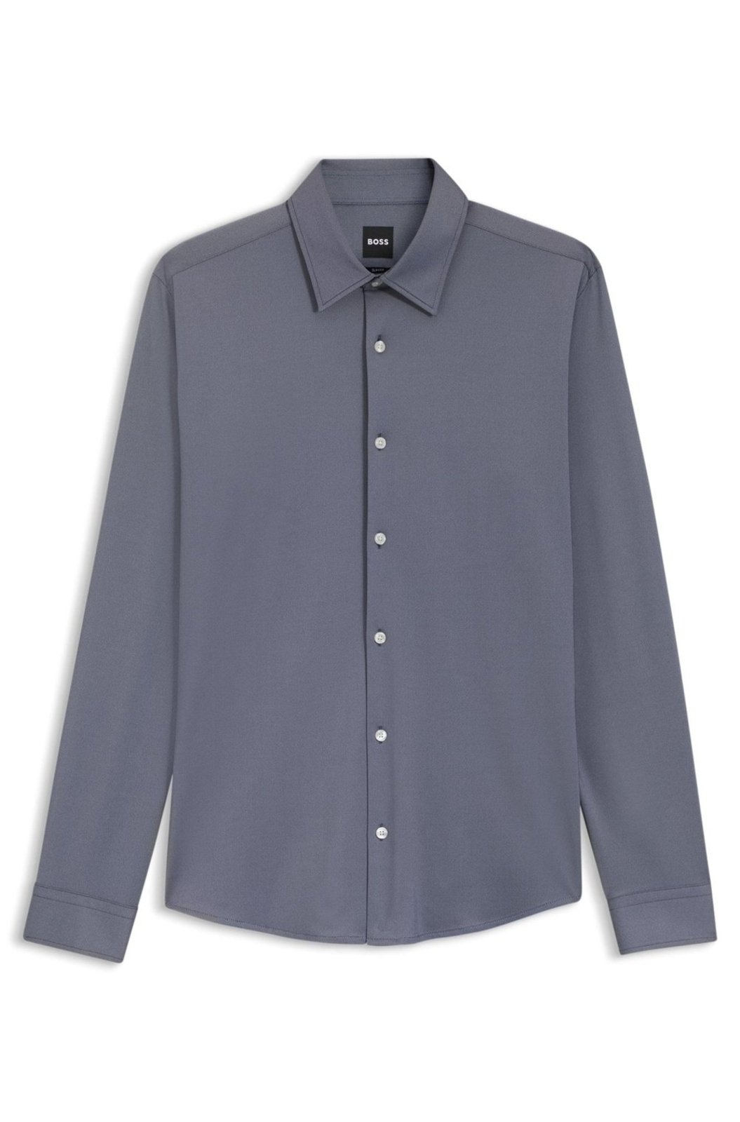 Camisa De Ajuste Slim Em Tecido Elástico Estruturado