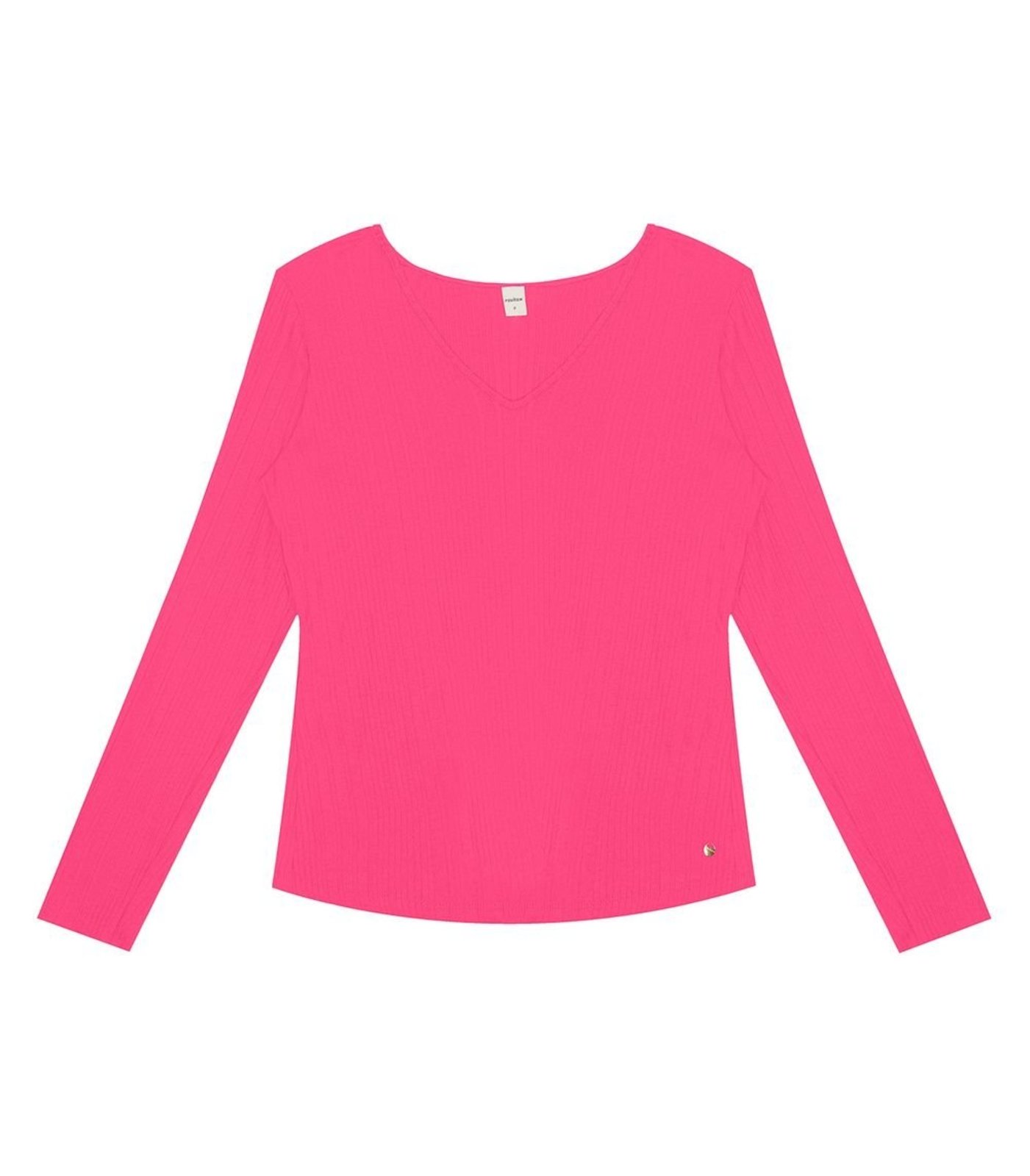 Blusa Manga Longa Em Ribana Canelada Rovitex Rosa