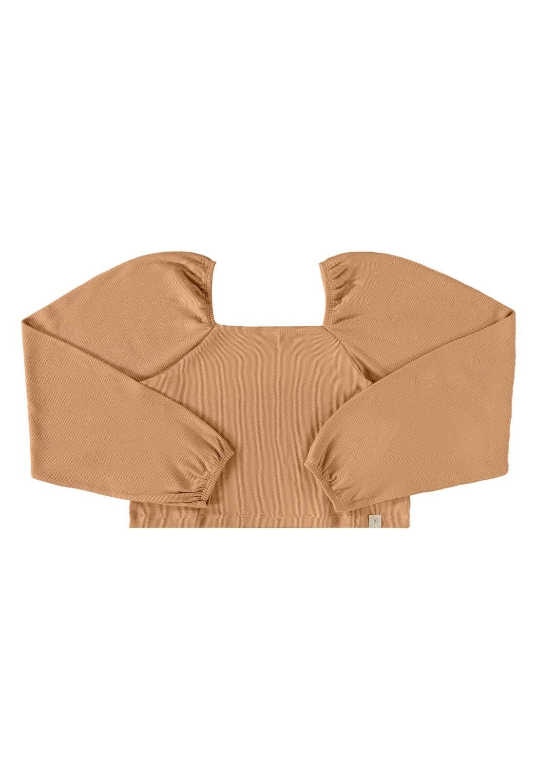 Infantil - Blusa Cropped Básica em Ribaninha Juvenil Gloss Marrom