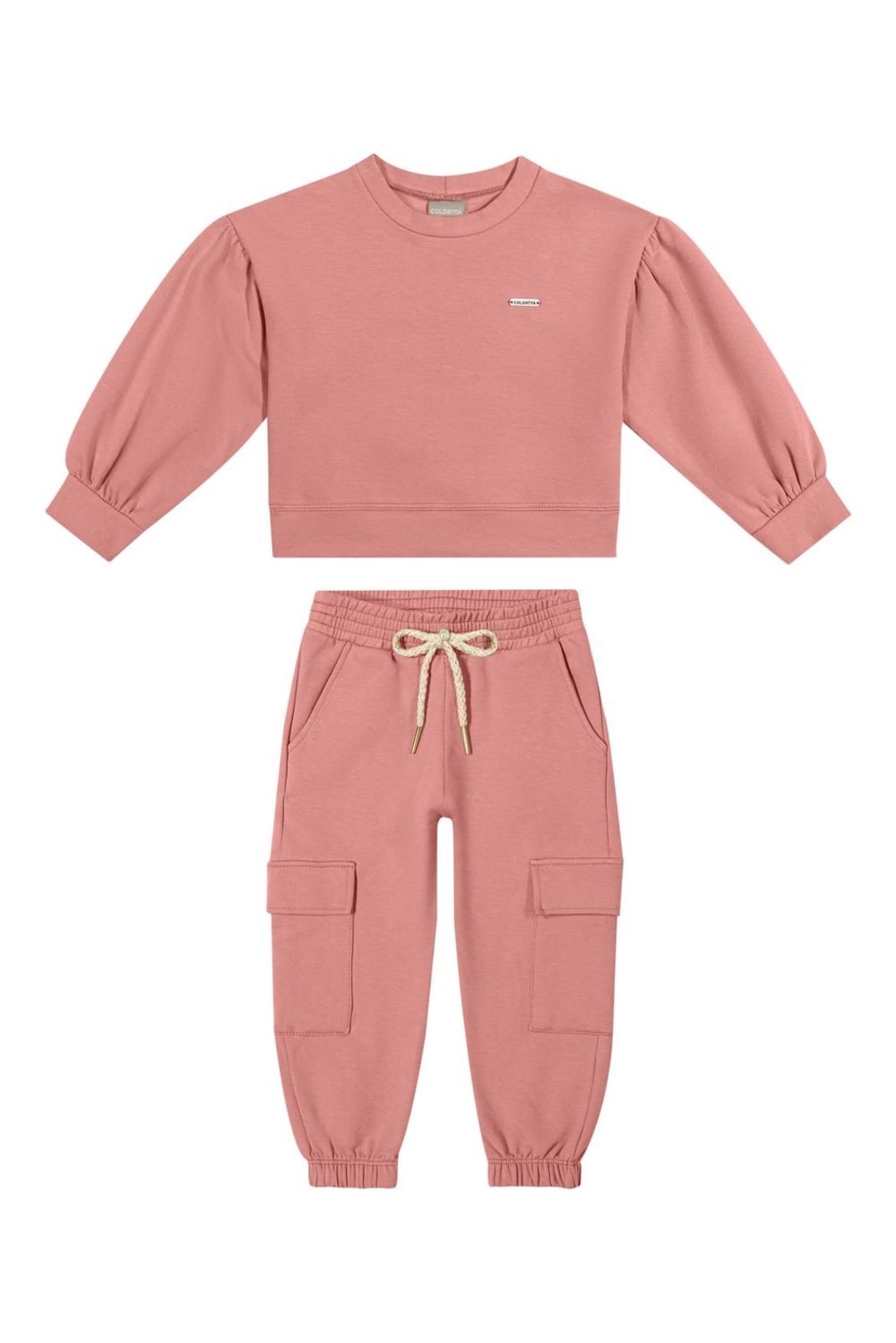 Infantil - Conjunto Menina Cargo Ampla Colorittá Rosa