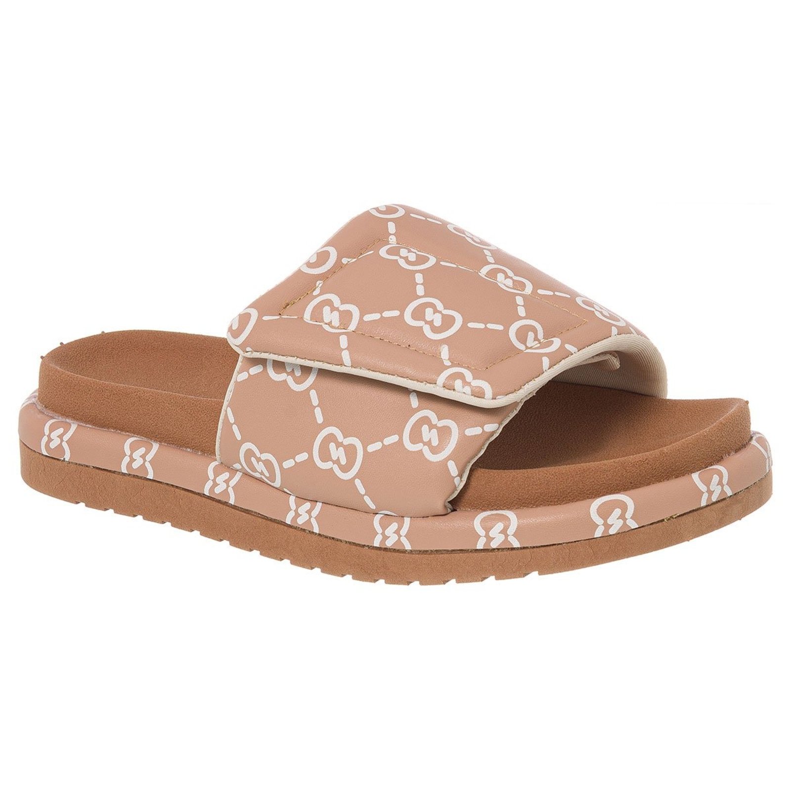 Sandália Donna Santa Estilo Papete Chinelo Com Fechamento De Contato Nude