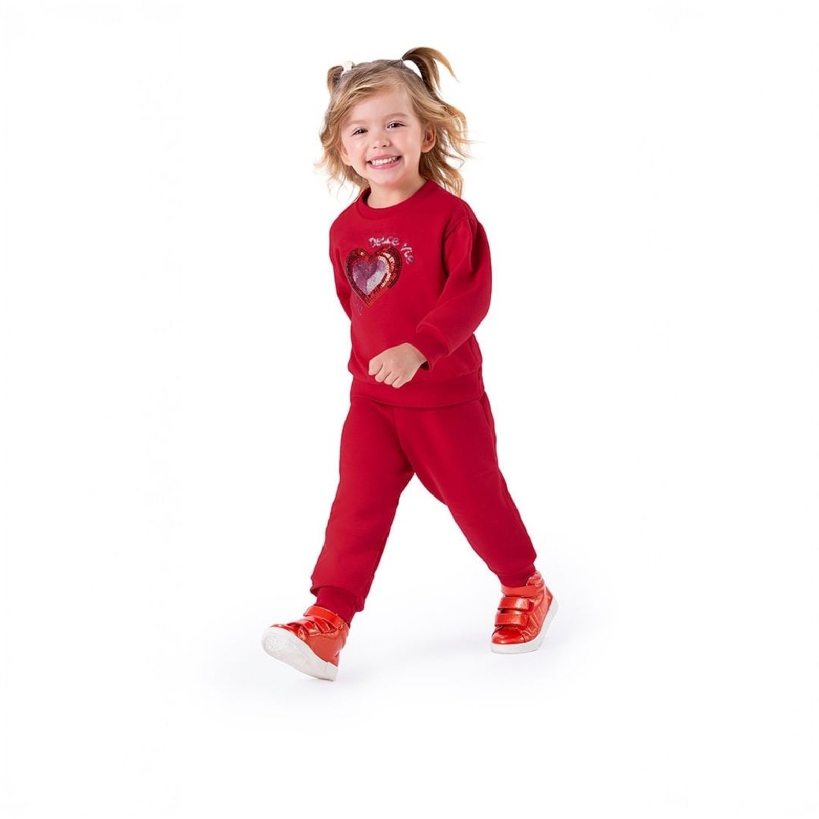 Infantil - Conjunto Longo Coração Menina Marisol