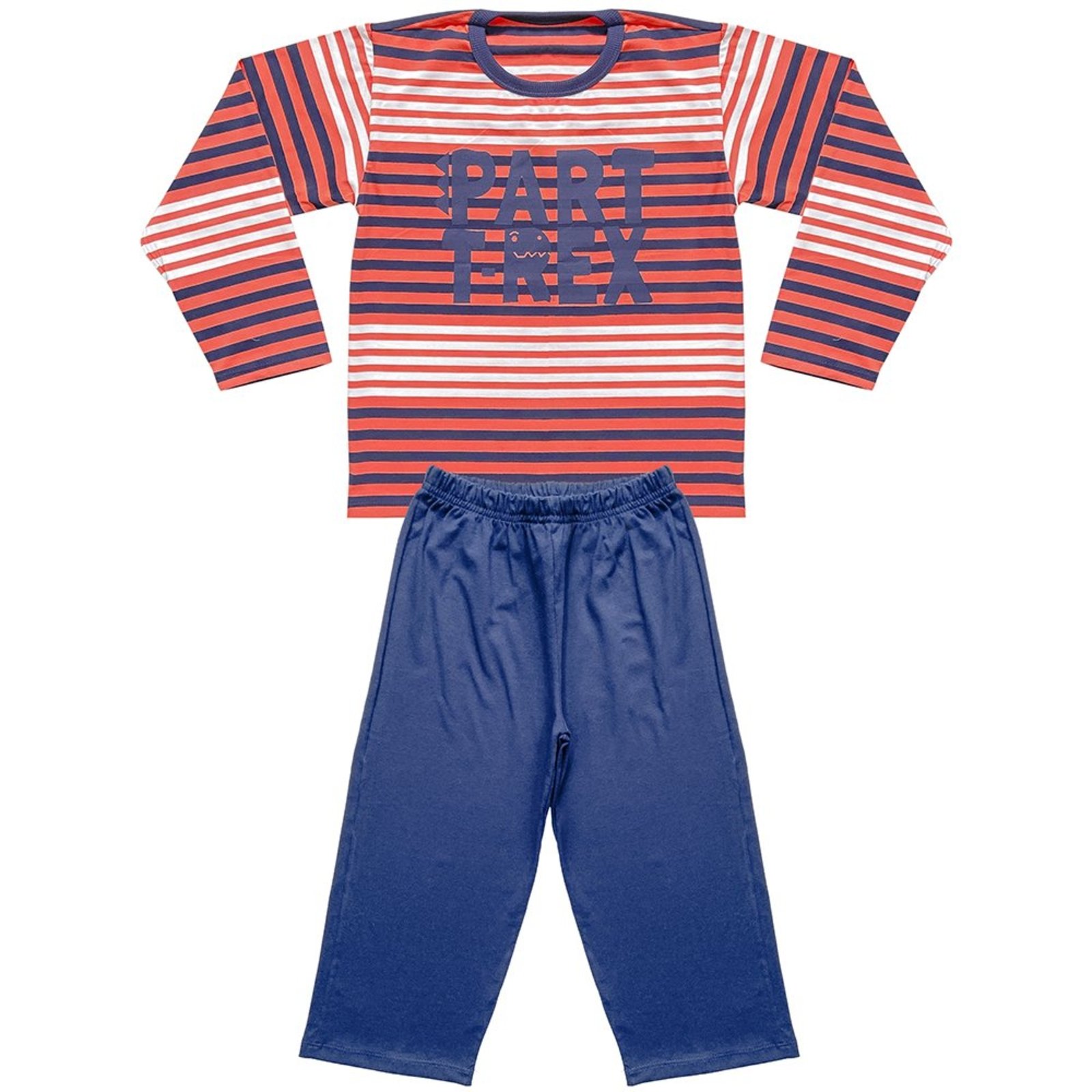 Pijama Juvenil Look Jeans Longo Listra Laranja