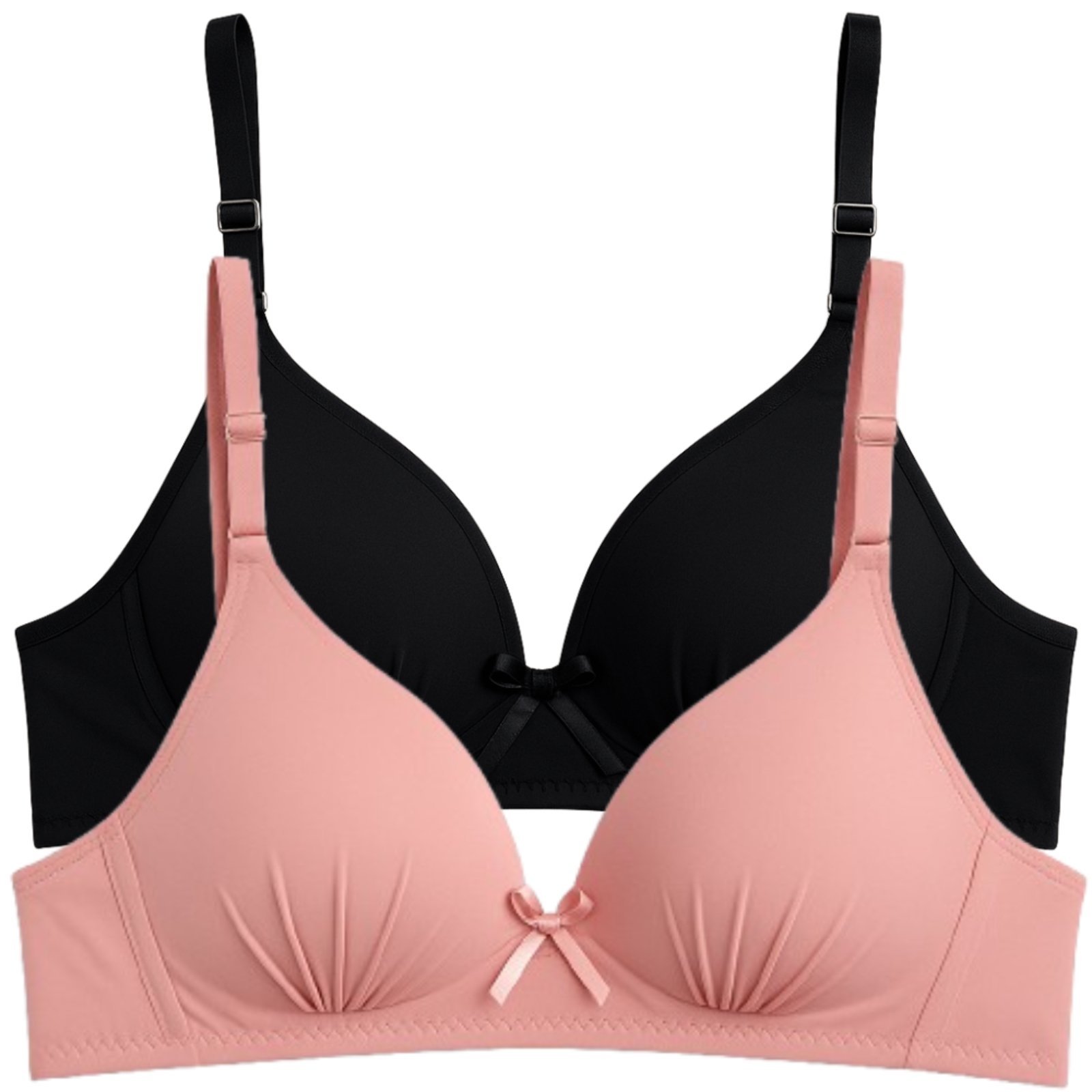 Kit 2 Sutiã Com Soft Bojo Reflexo Íntimo Básico Alça Ajustável Uso Dia a Dia Preto e Rosa