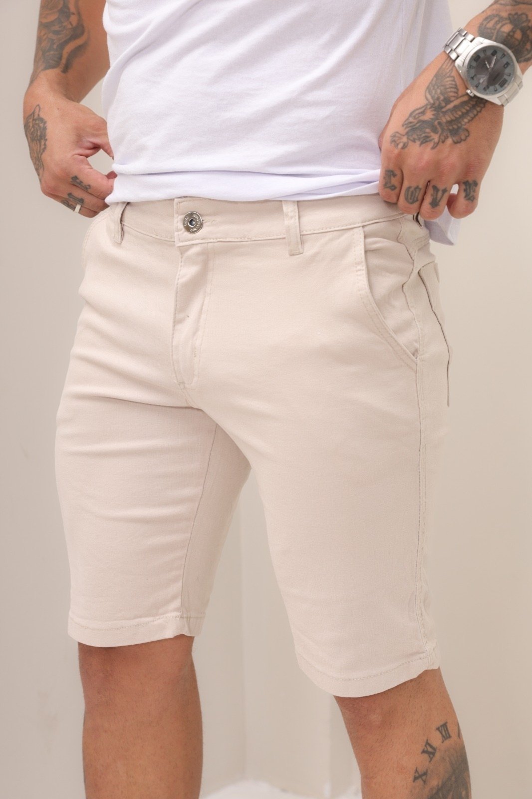 Bermuda Masculina Jeans Loka Creme de Sarja