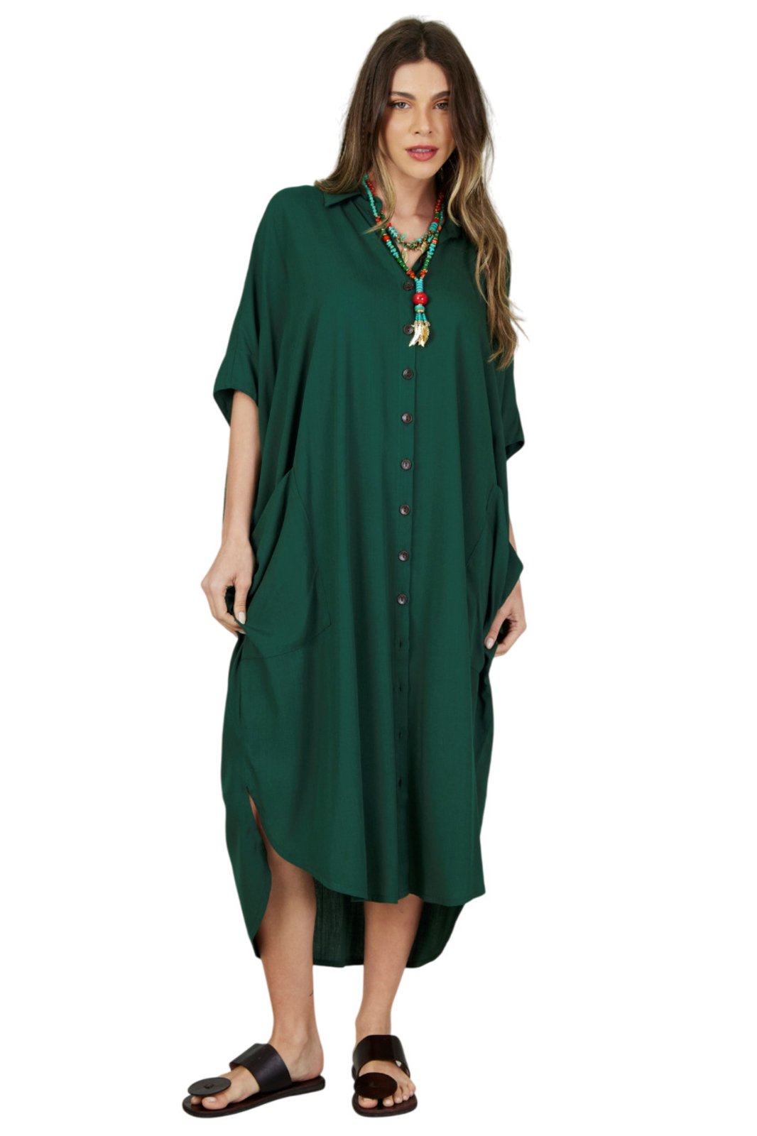Chemise Midi Verde Escuro Yacamim L1 – Verde