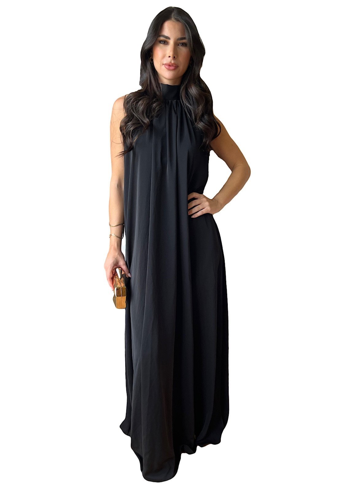 Vestido Festa Miesse Decote Gola Preto