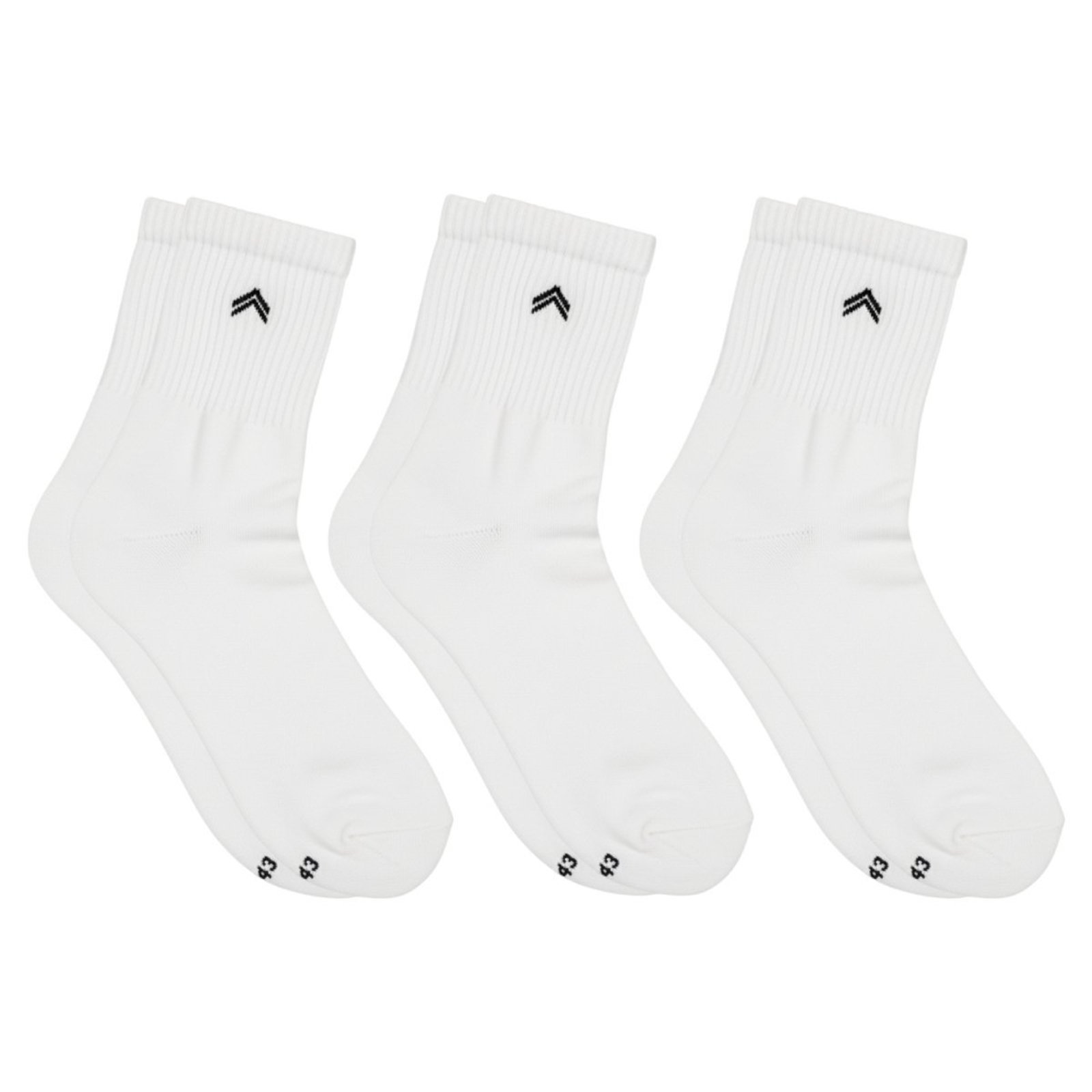 Kit 3 Pares de Meias QLC Sports Algodão Confort UP Urban Cano Médio Branco