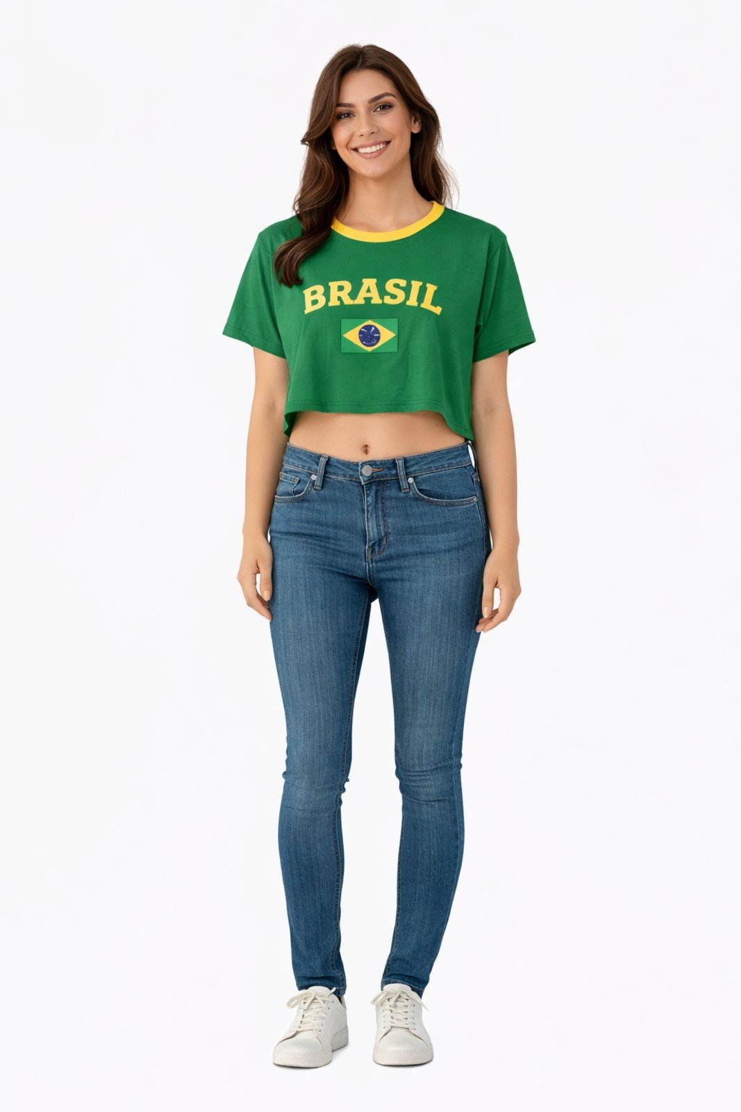 Vista 2 Cropped D Bell Outlet Fashion Estampa Brasil verde D BELL OUTLET FASHION verde