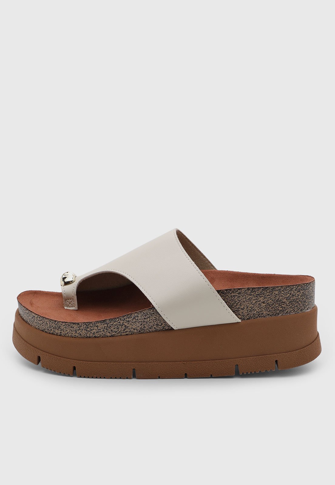 Sandália Feminina Moleca Plataforma Salto Médio Off-White