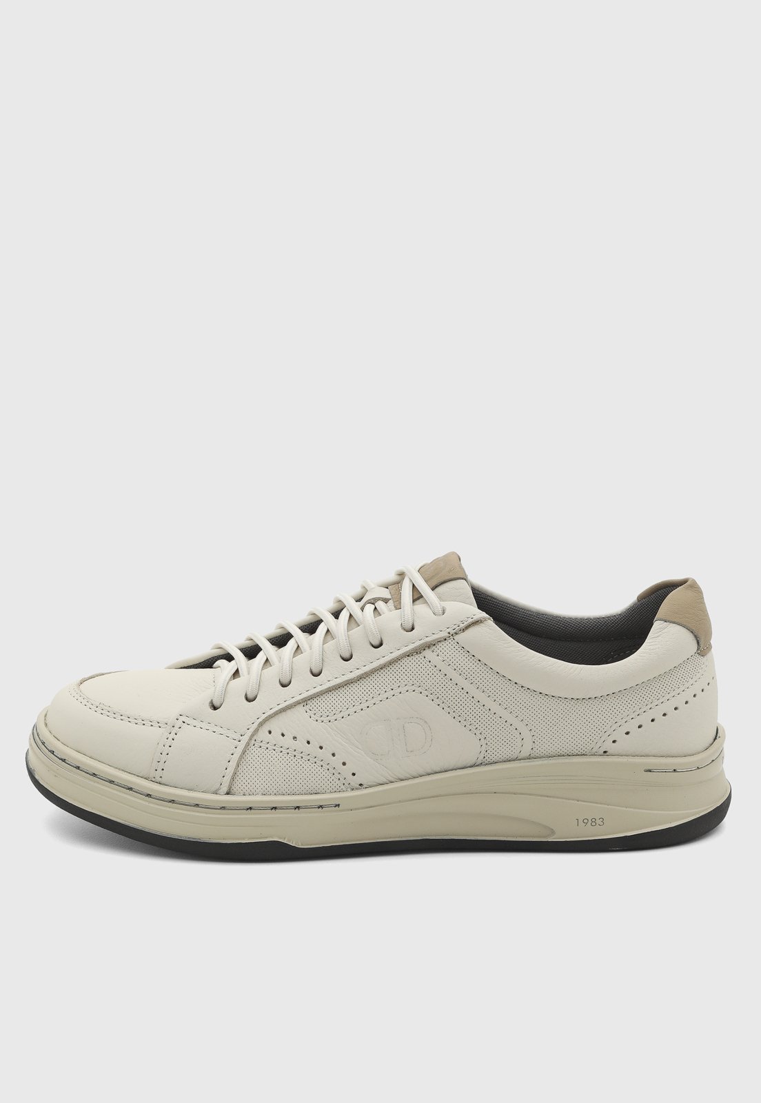 Tênis Masculino Democrata Step Couro Creme