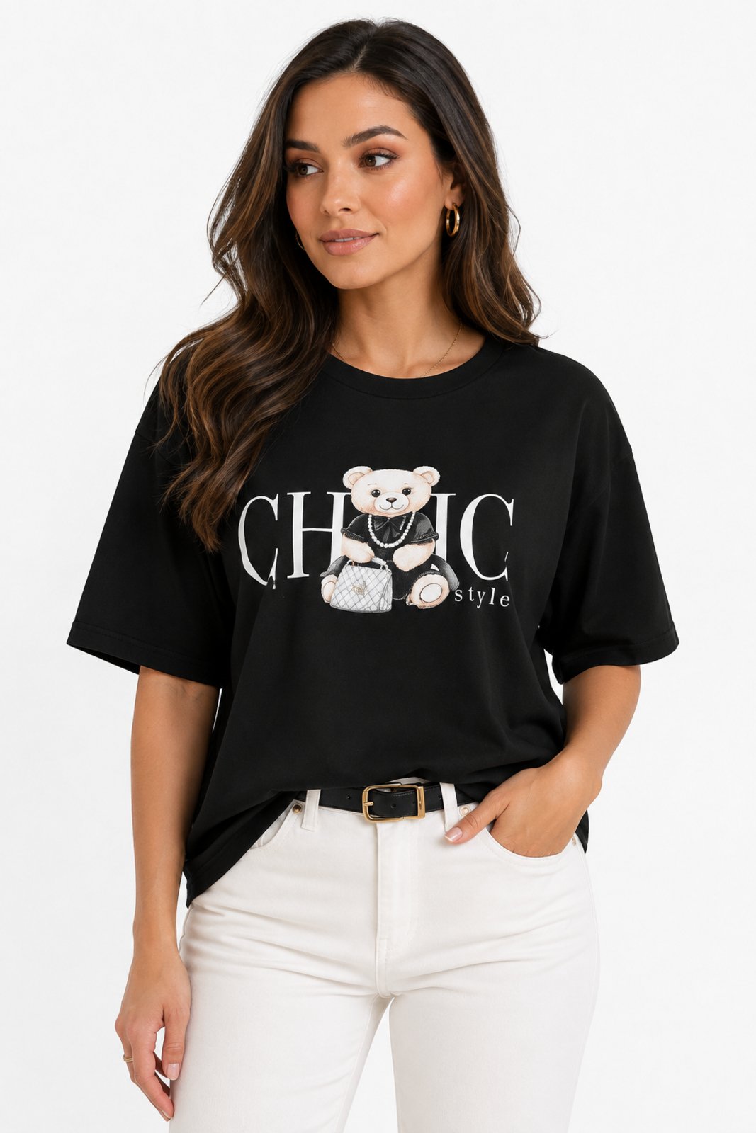 Camiseta Feminina D Bell Outlet Fashion Chic Style Preto