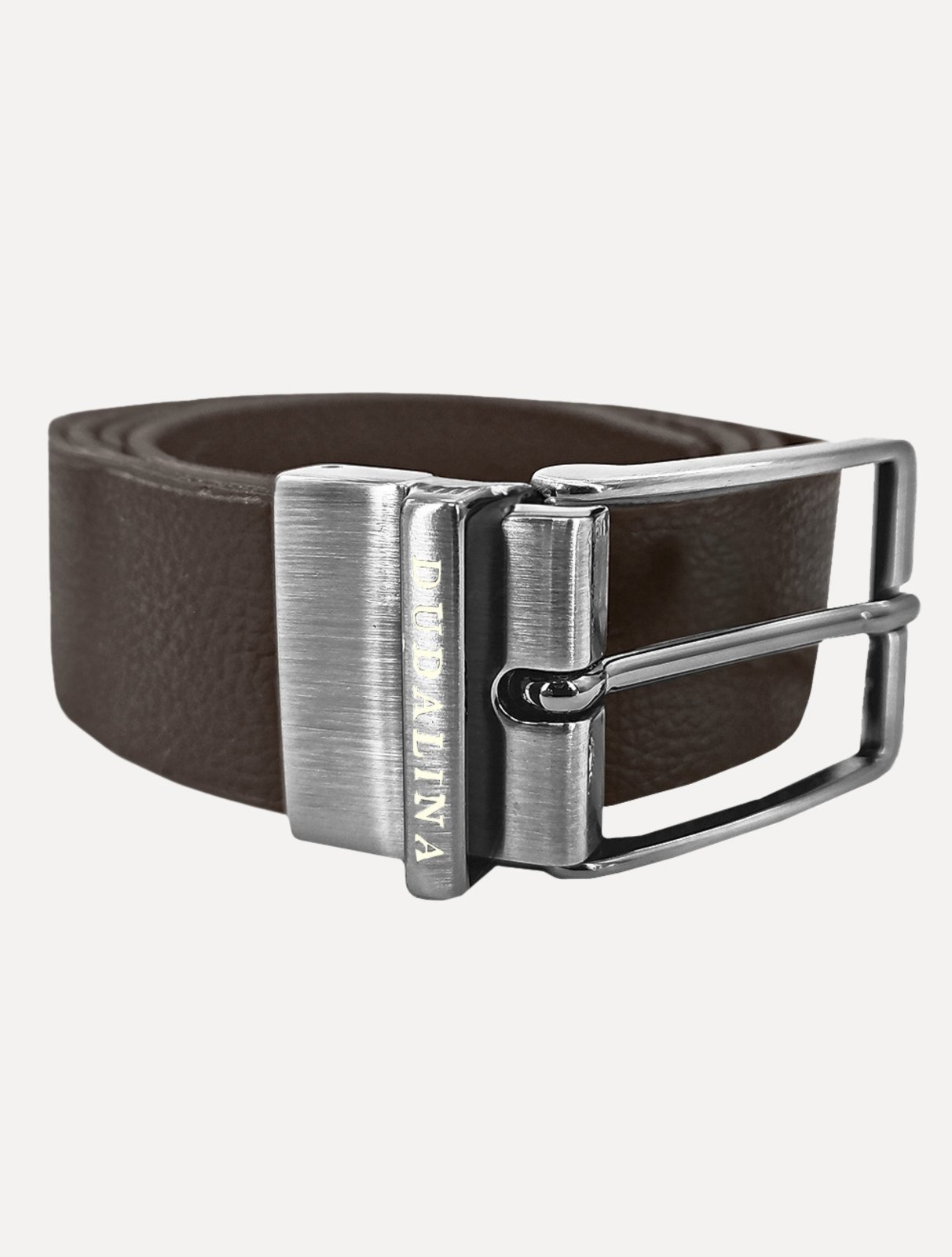 Cinto Dudalina Masculino Couro Dupla Face Grain Marrom Café
