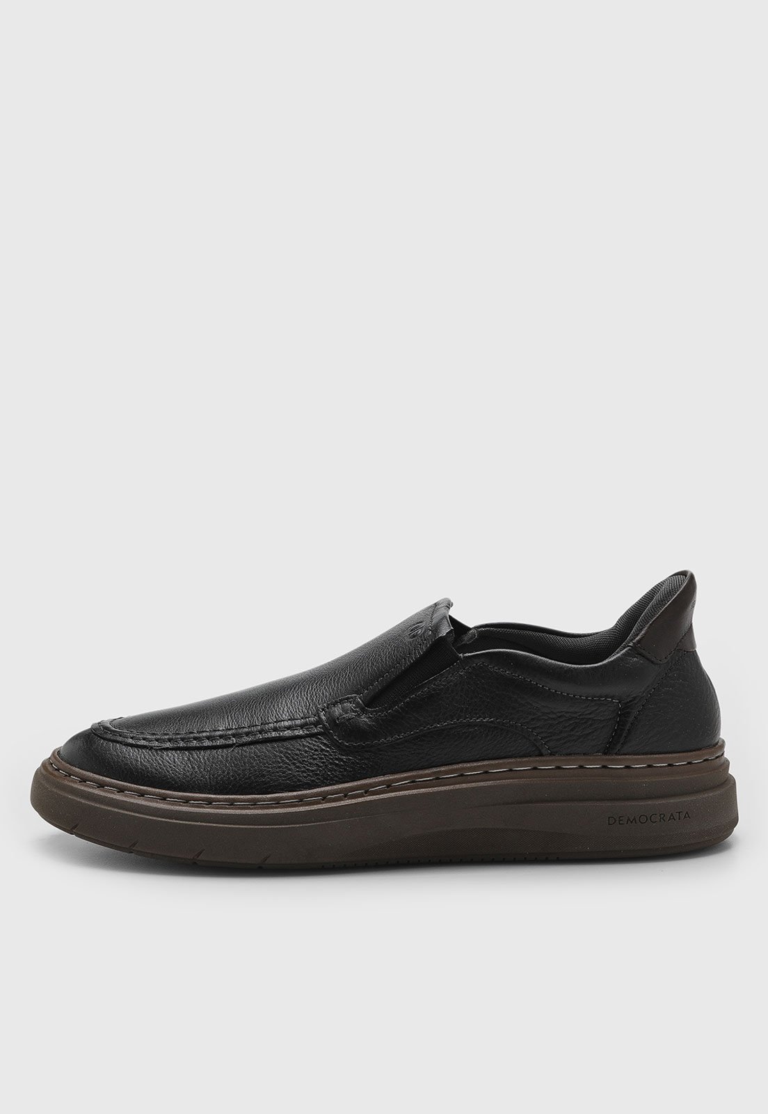 Slip On Masculino Democrata Couro Preto