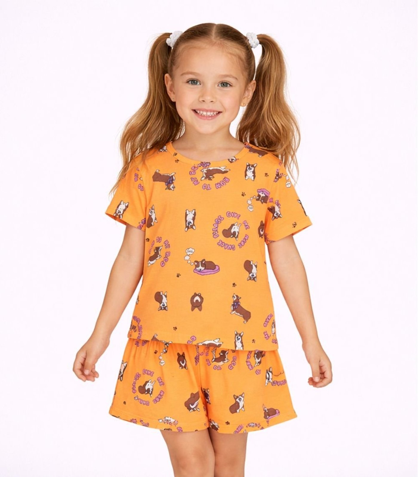 Pijama Menina Estampado Select Laranja