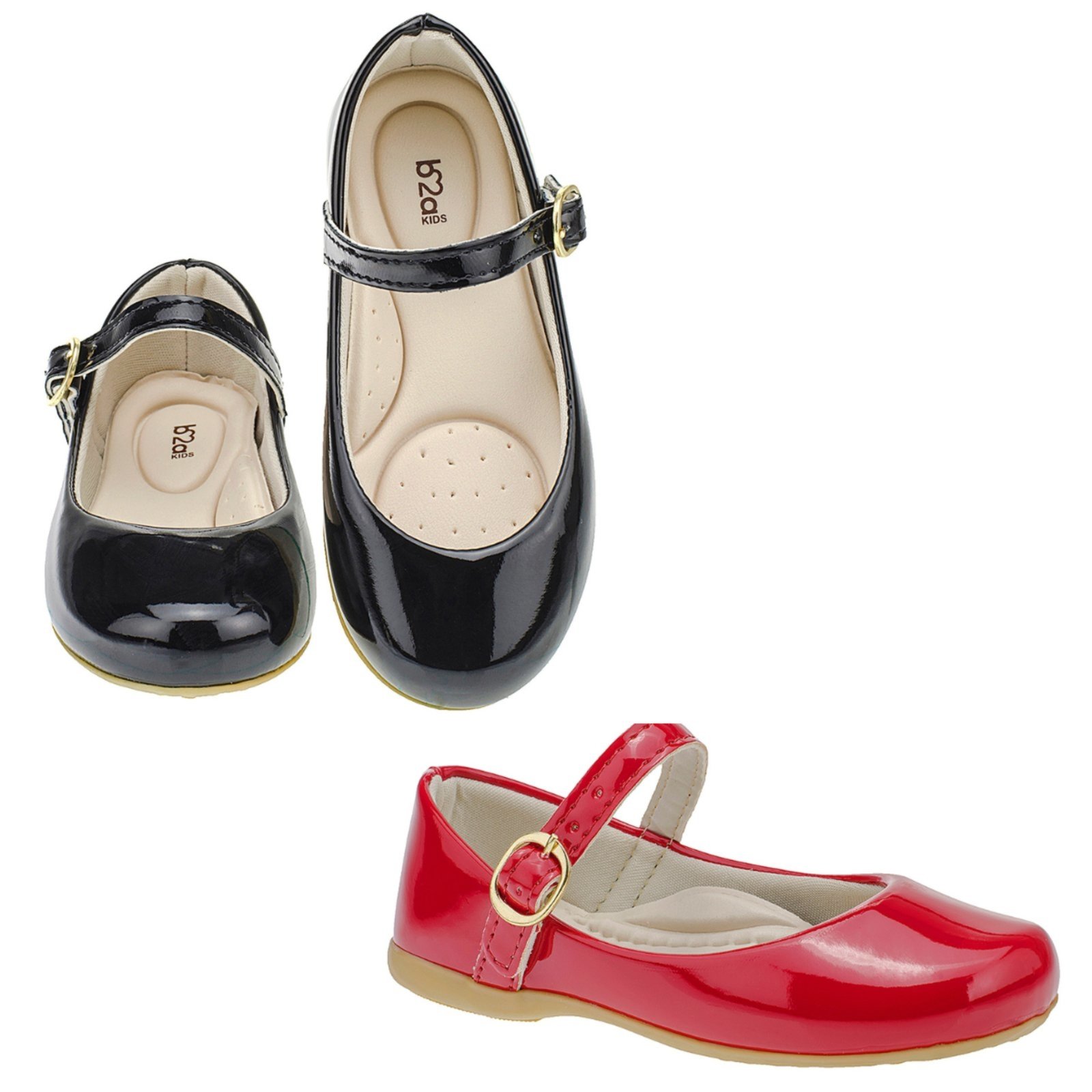 Infantil – Kit 2 Pares Sapatilha Menina B2A Preto e Vermelho