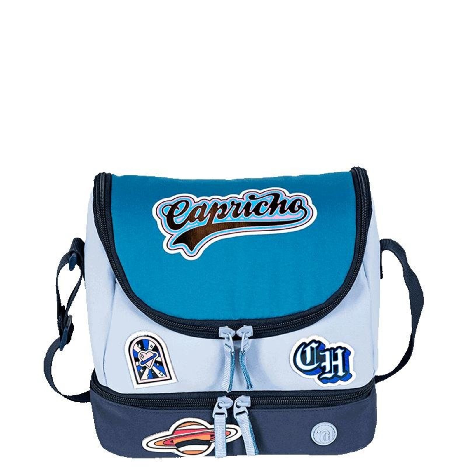 Infantil - Lancheira 2 Compartimentos Capricho Class Cosmic Patches - Azul Azul