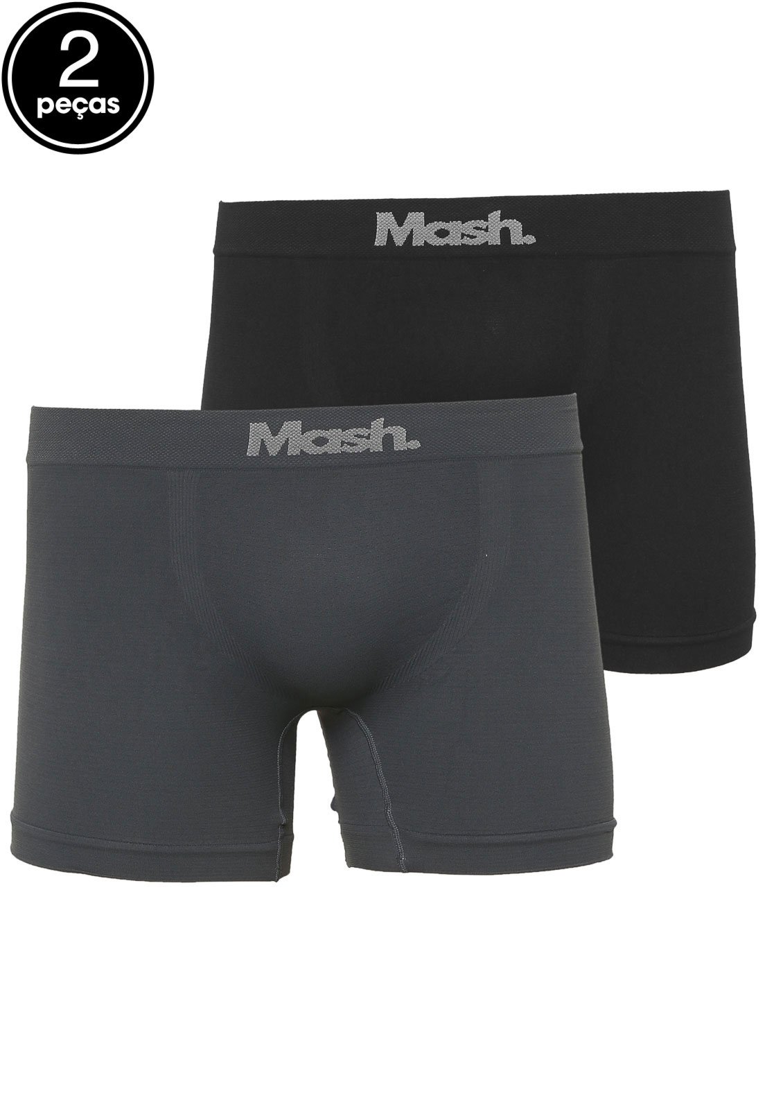 Kit 2pçs Cueca MASH Boxer Logo Preta e Grafite