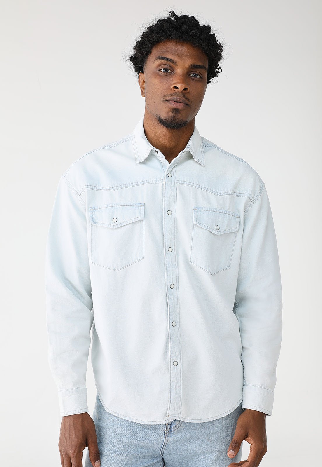 Camisa Jeans GAP Reta Lisa Azul