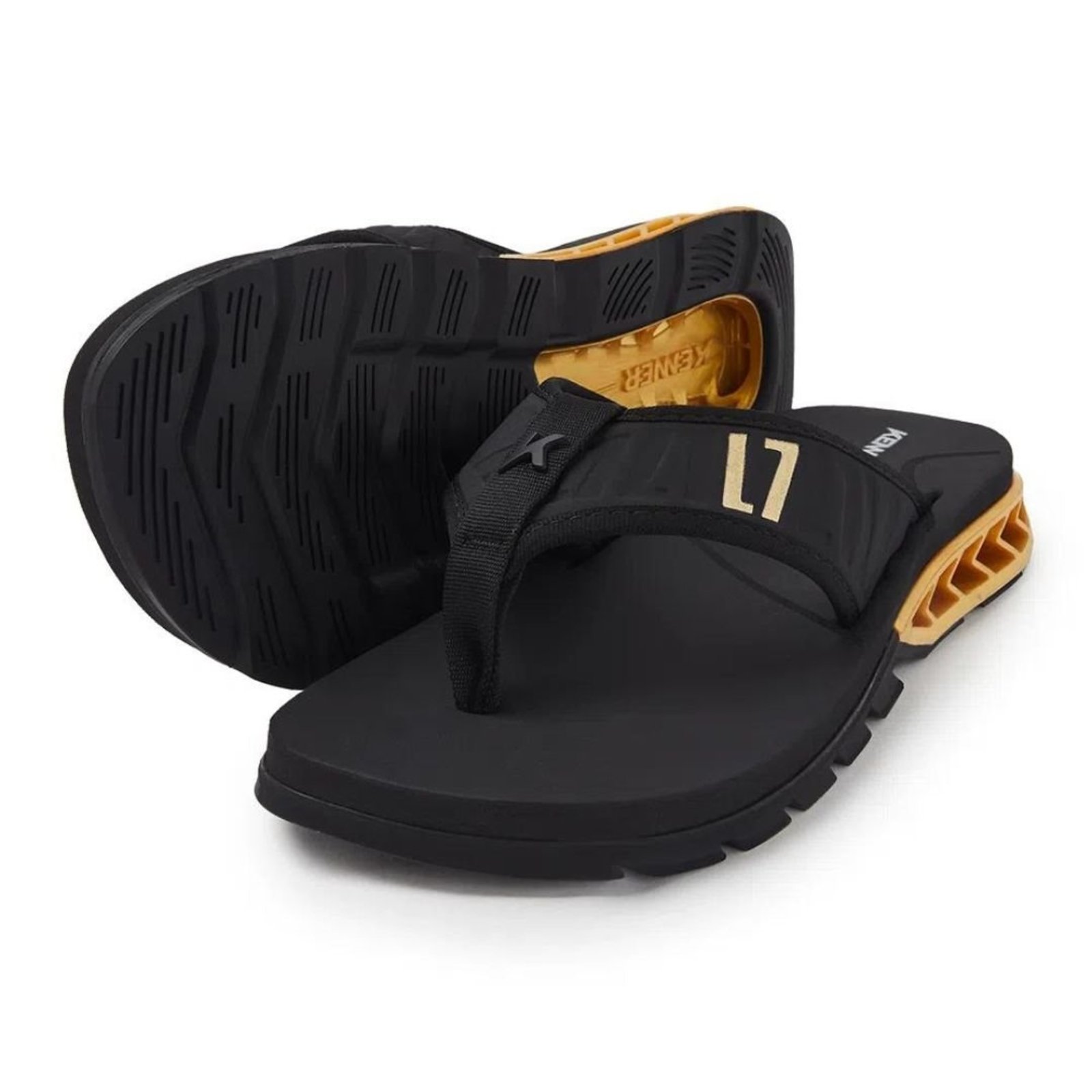 Chinelo Kenner Rakka Elite L7 - PRETO/PRETA/DOURADO/PRETO