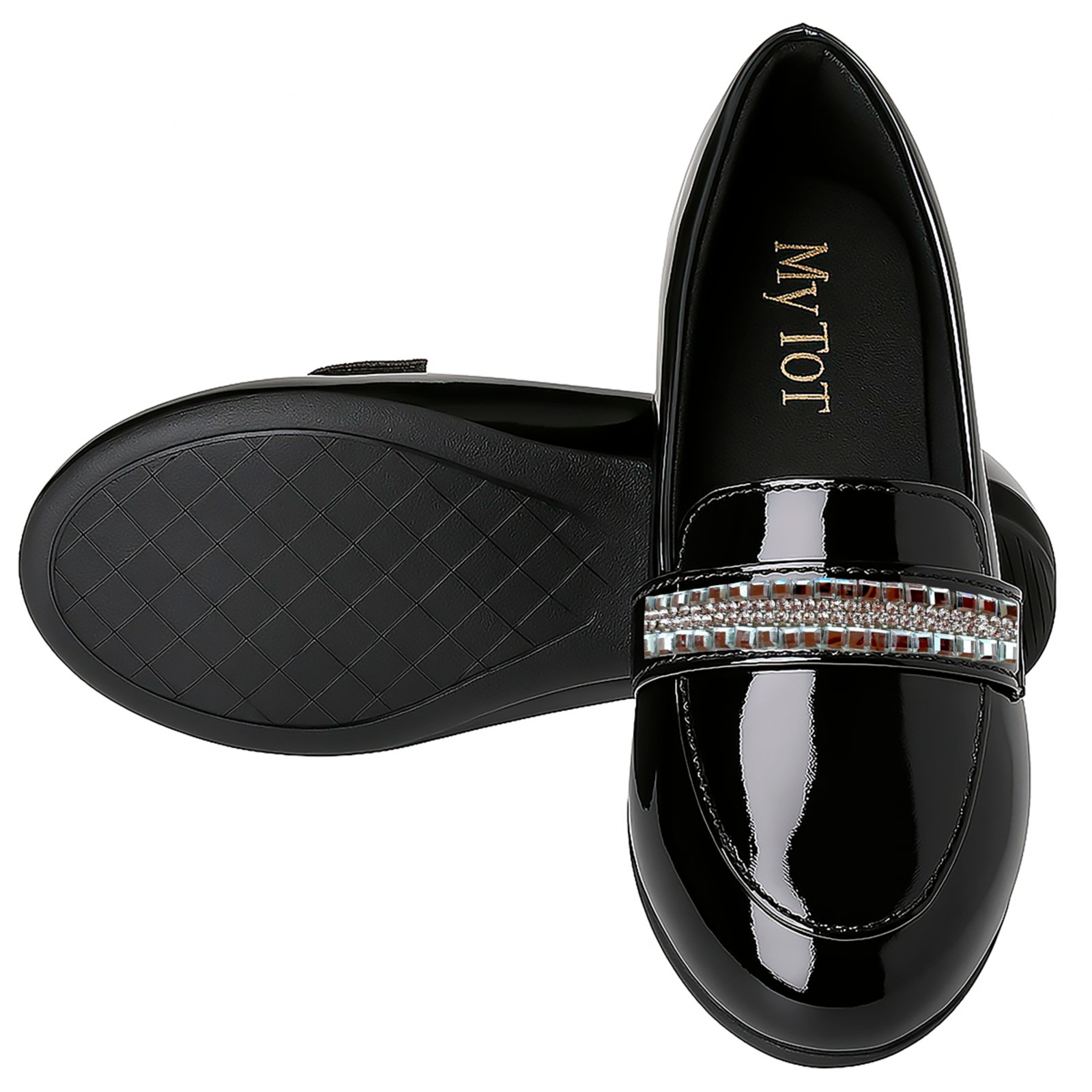 Infantil – Mocassim Feminino Juvenil Envernizado Estiloso Preto Pepite