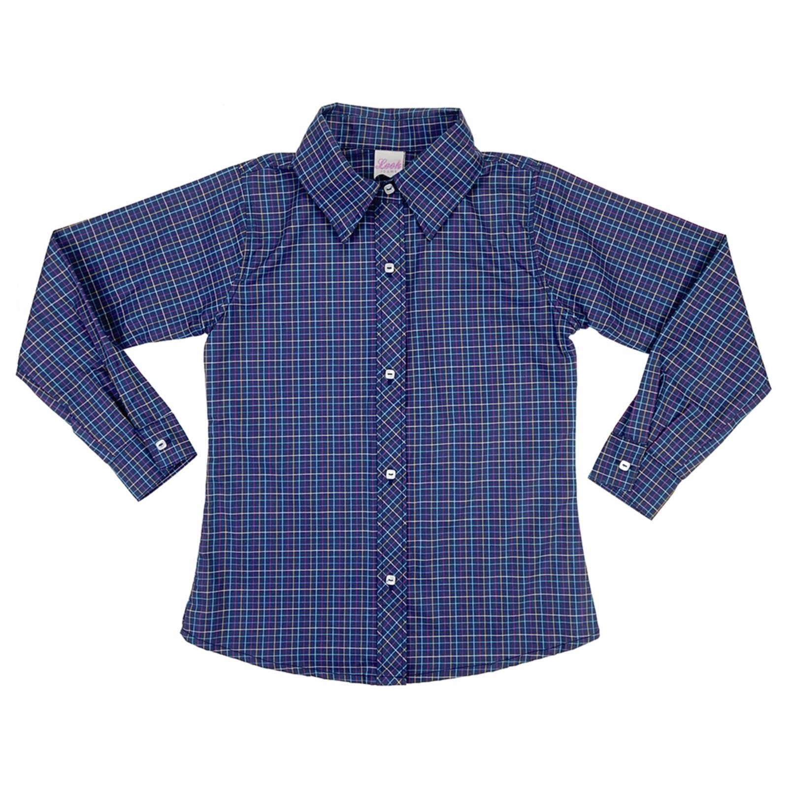 Infantil – Camisa Look Jeans Xadrez Azul-Marinho