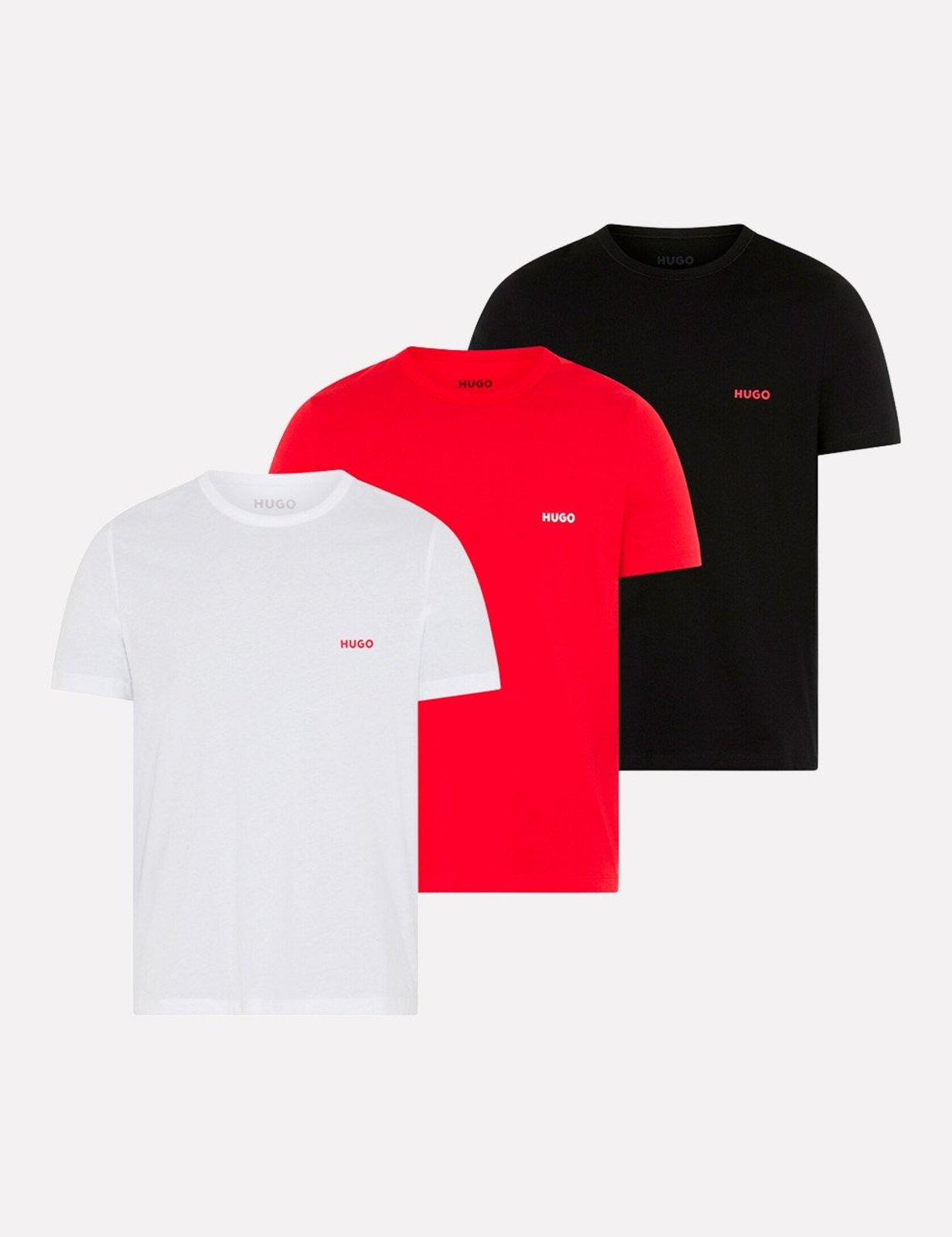 Kit Camisetas Hugo Boss Masculina Slim Branca/Preta/Vermelha 3UN